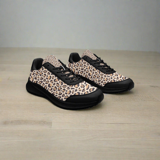 Leopard & Black Women's Mudguard Running Shoes (10092)