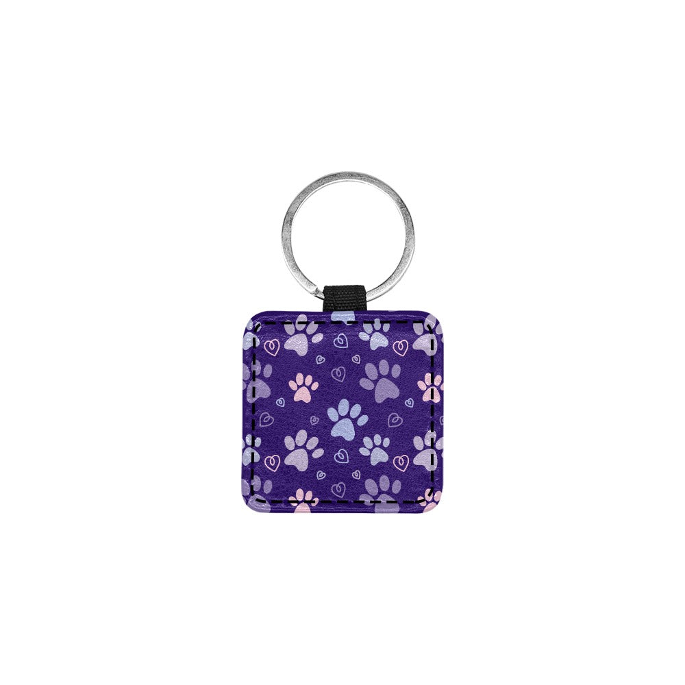 Large Lilac Paws Square Pet ID Tag
