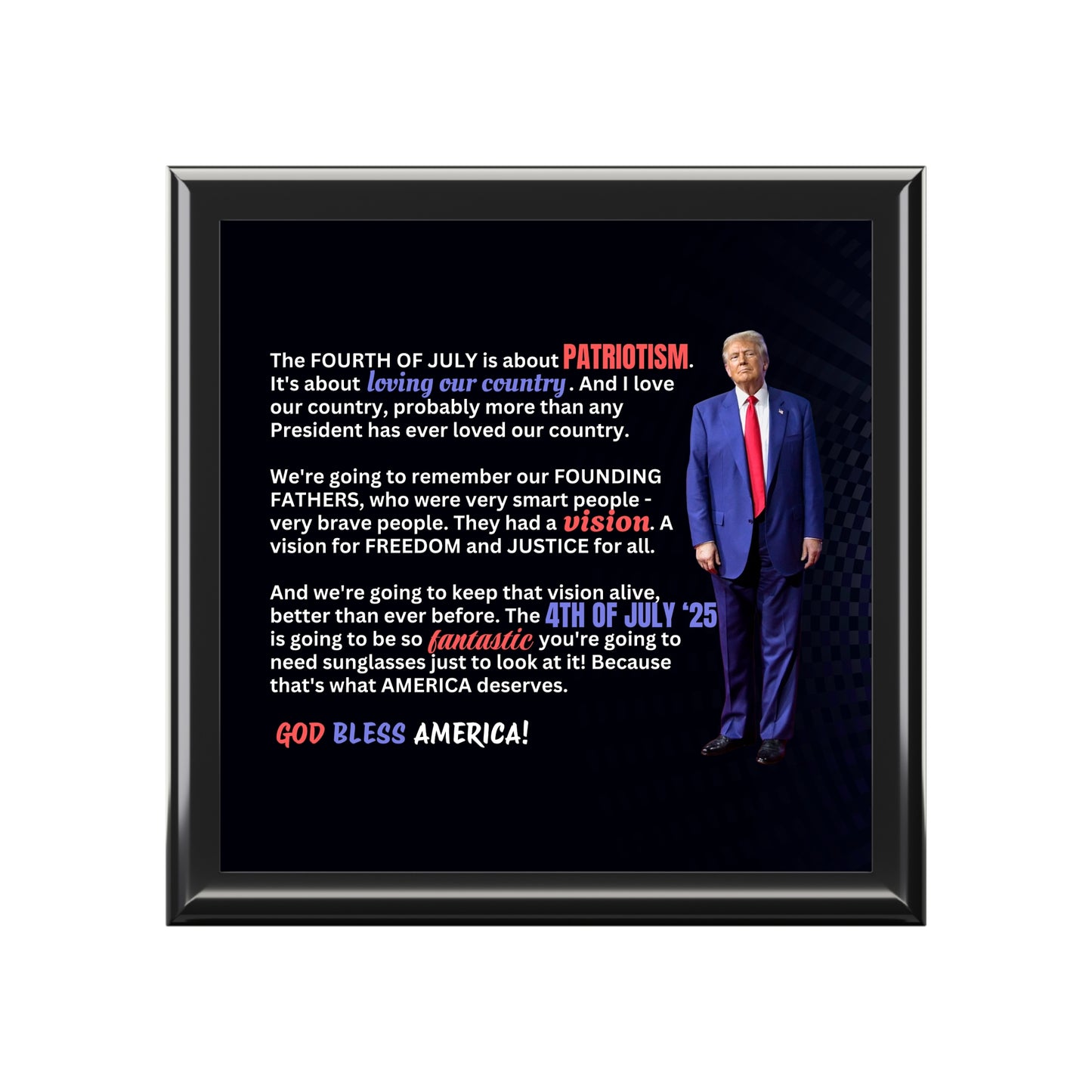 Trump Patriotic Jewelry Box with Freedom & Justice Motto