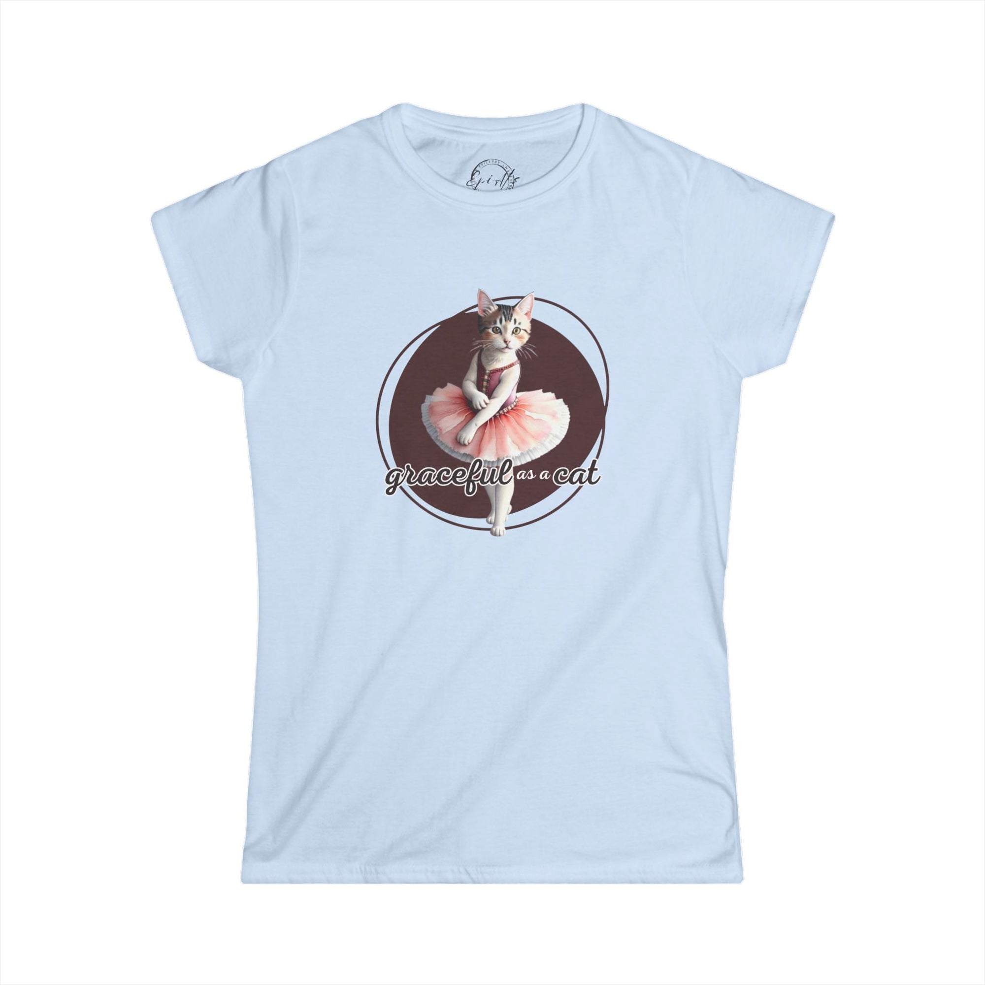 Graceful Cat Women's Tee - Cute Feline Ballerina Graphic Shirt