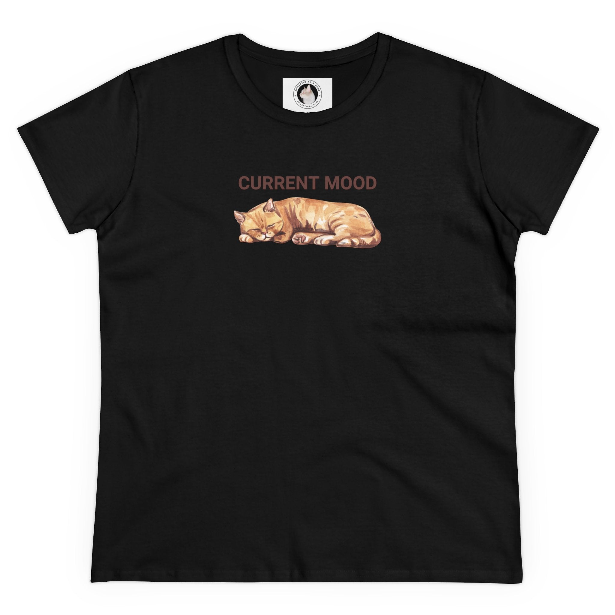 Photo depicting the Current Mood: Sleepy Women's Midweight Cotton Tee from EpiAl's Shop.