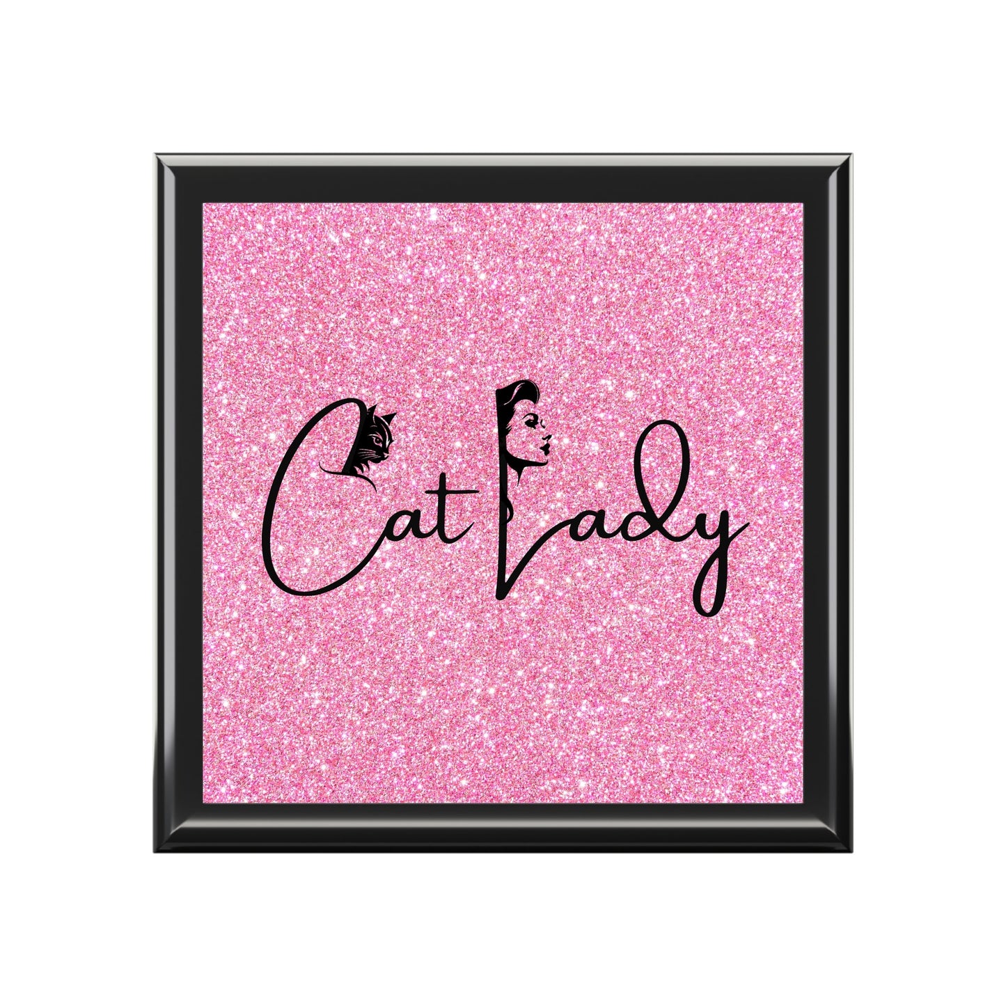 Glittery Cat Lady Jewelry Box - Perfect Gift for Cat Lovers Printify