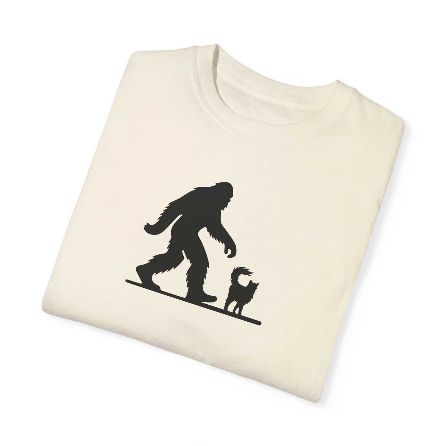 Bigfoot & Cat Unisex Garment-Dyed T-Shirt - Fun Casual Wear