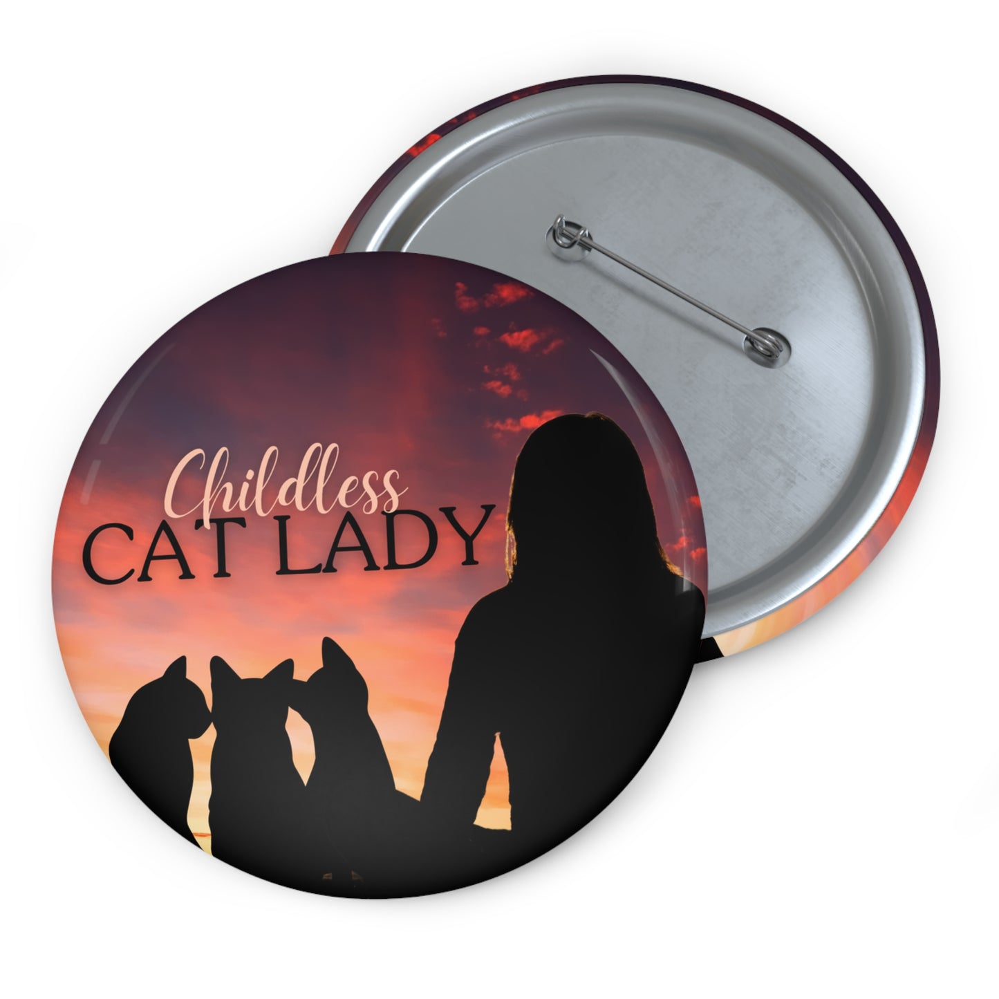 Meditating Childless Cat Lady Pin Buttons