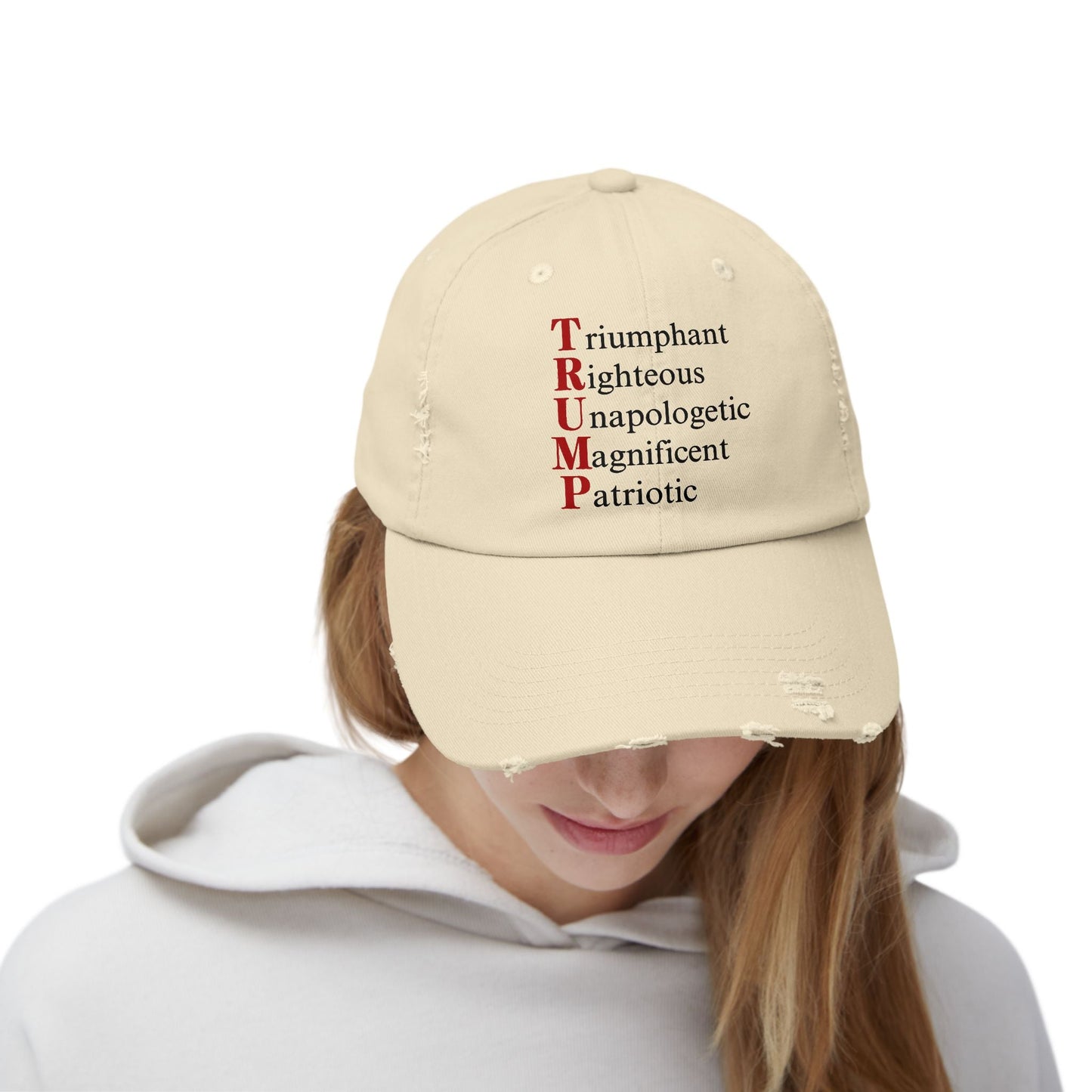 Unisex Distressed Cap - TRIUMP Patriotic Hat for Freedom Lovers Printify