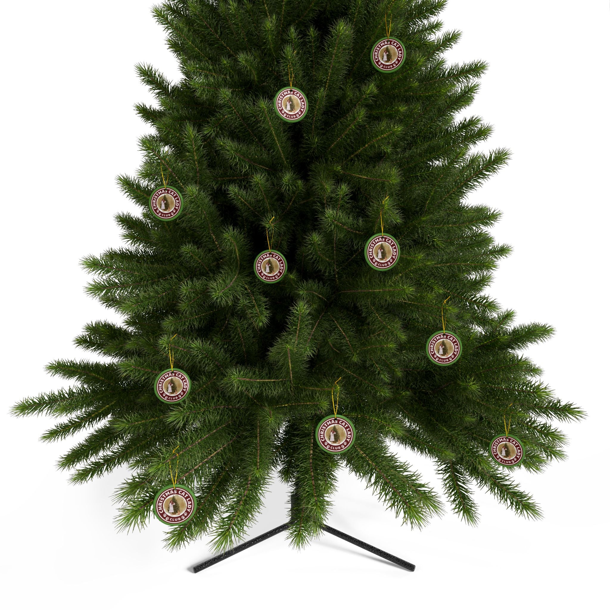 Photo depicting the Christmas Cat Lady Club Ceramic Ornament, 2-Side Print from EpiAl's Shop.