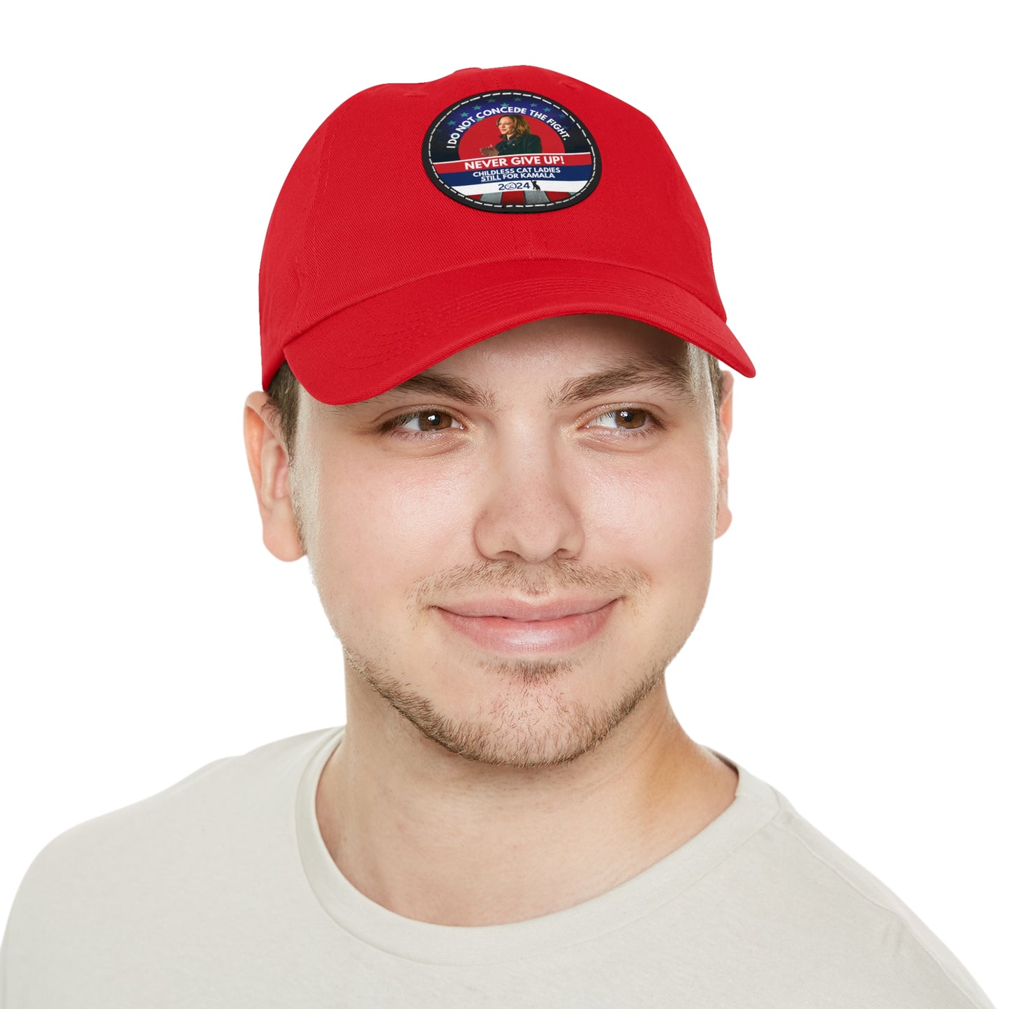 Never Give Up - Kamala Dad Hat with Leather Patch