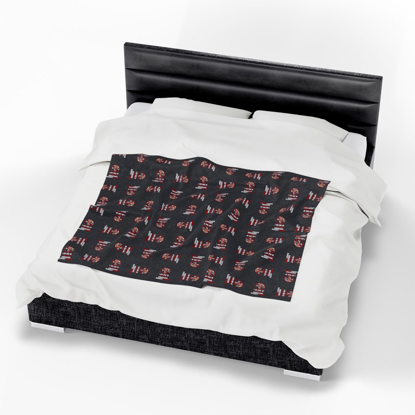 Cozy Velveteen Plush Blanket – Americans Against Trump Design Printify
