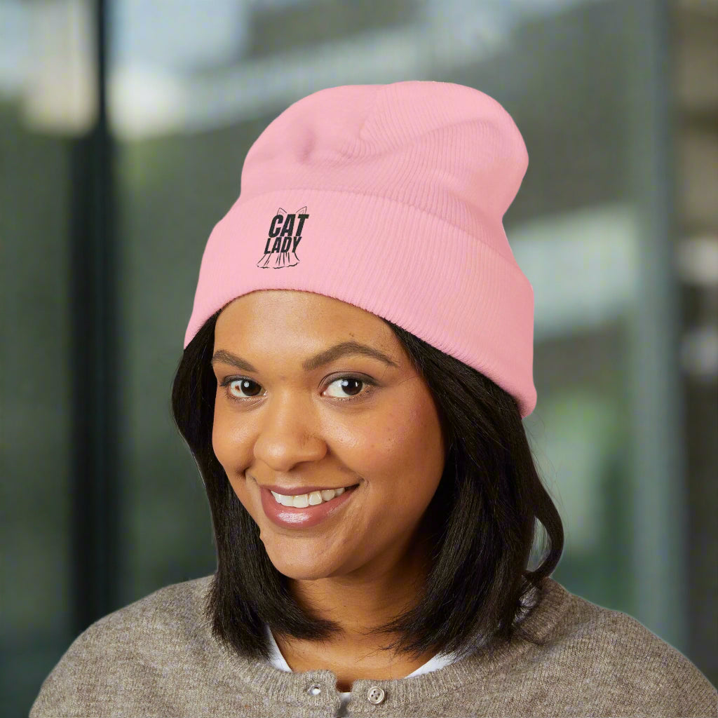 Embroidered Cat Lady Beanie