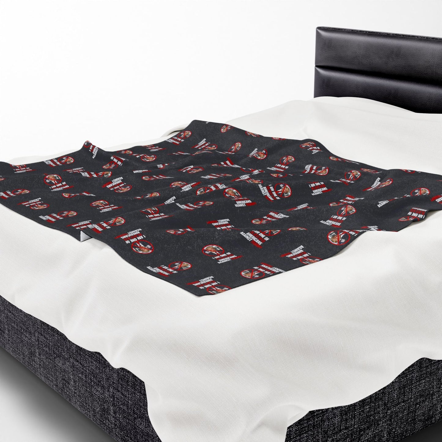Cozy Velveteen Plush Blanket – Americans Against Trump Design Printify