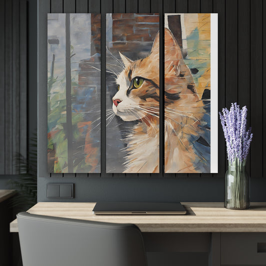 Pensive Kitty Acrylic Prints (Triptych)