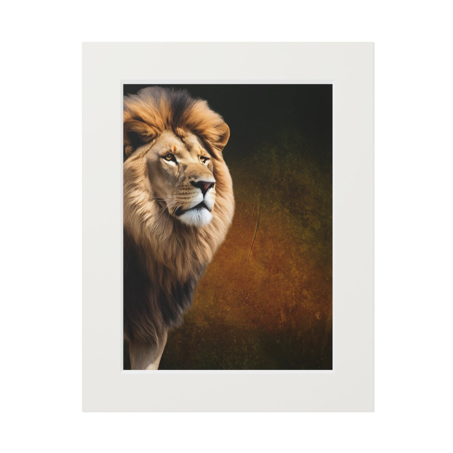 Majestic Lion Fine Art Print with Passepartout Frame Printify