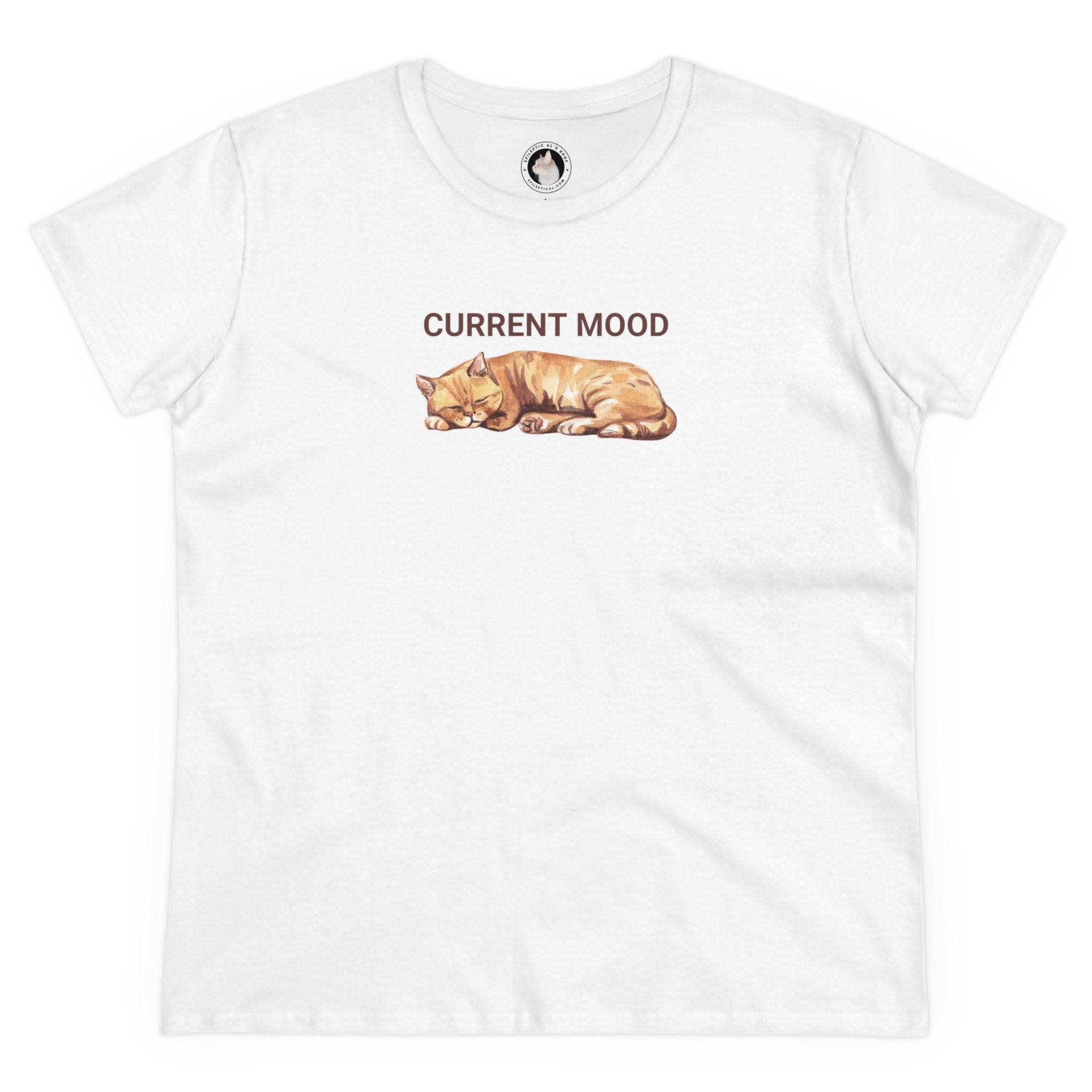 Photo depicting the Current Mood: Sleepy Women's Midweight Cotton Tee from EpiAl's Shop.