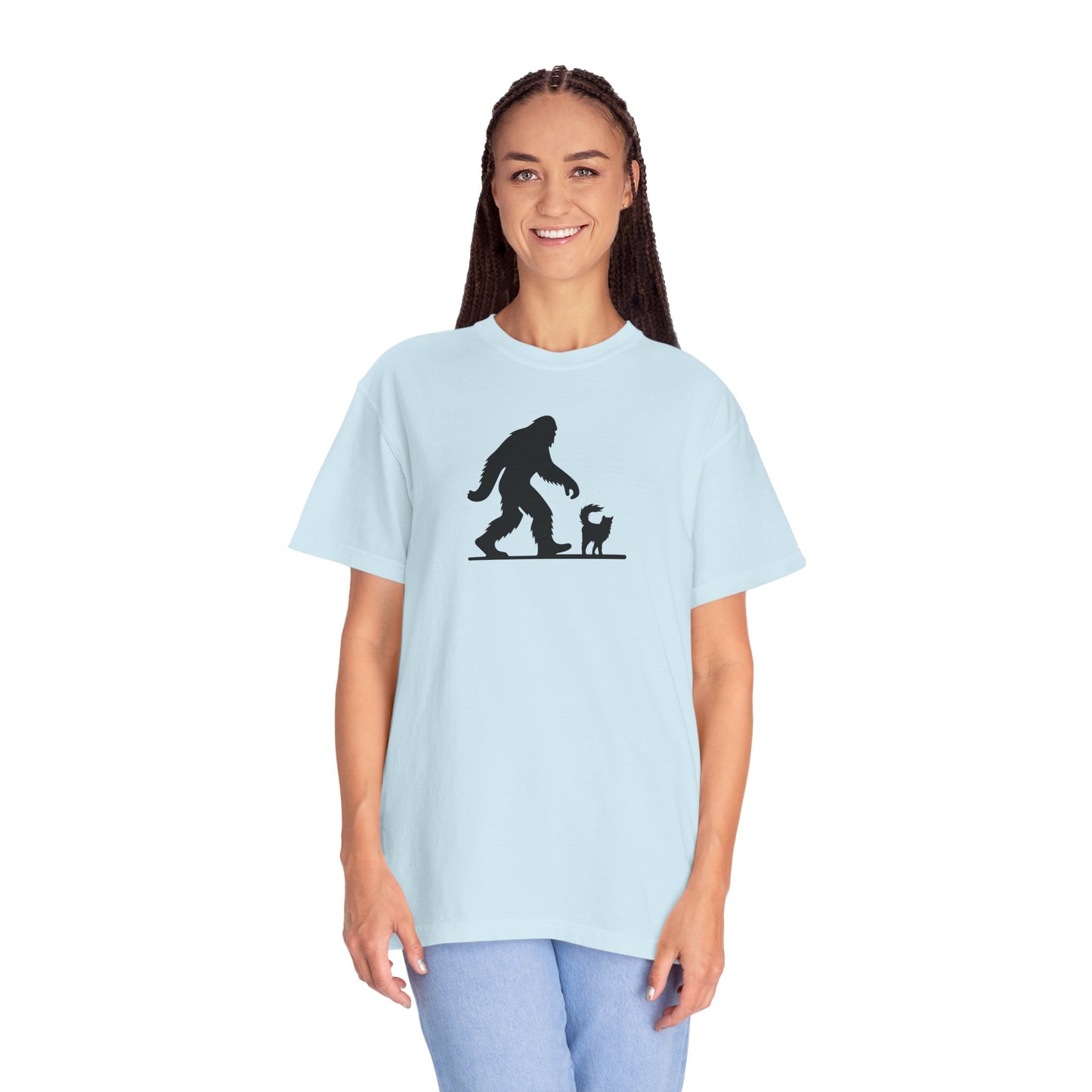 Bigfoot & Cat Unisex Garment-Dyed T-Shirt - Fun Casual Wear