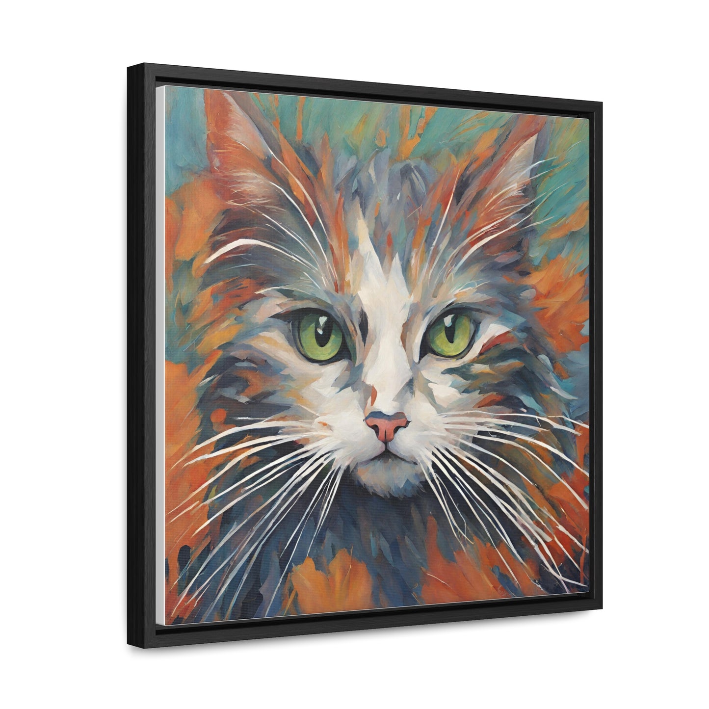 Watercolor Closeup Cat Gallery Canvas Wraps, Square Frame - Canvas - Epileptic Al’s Shop
