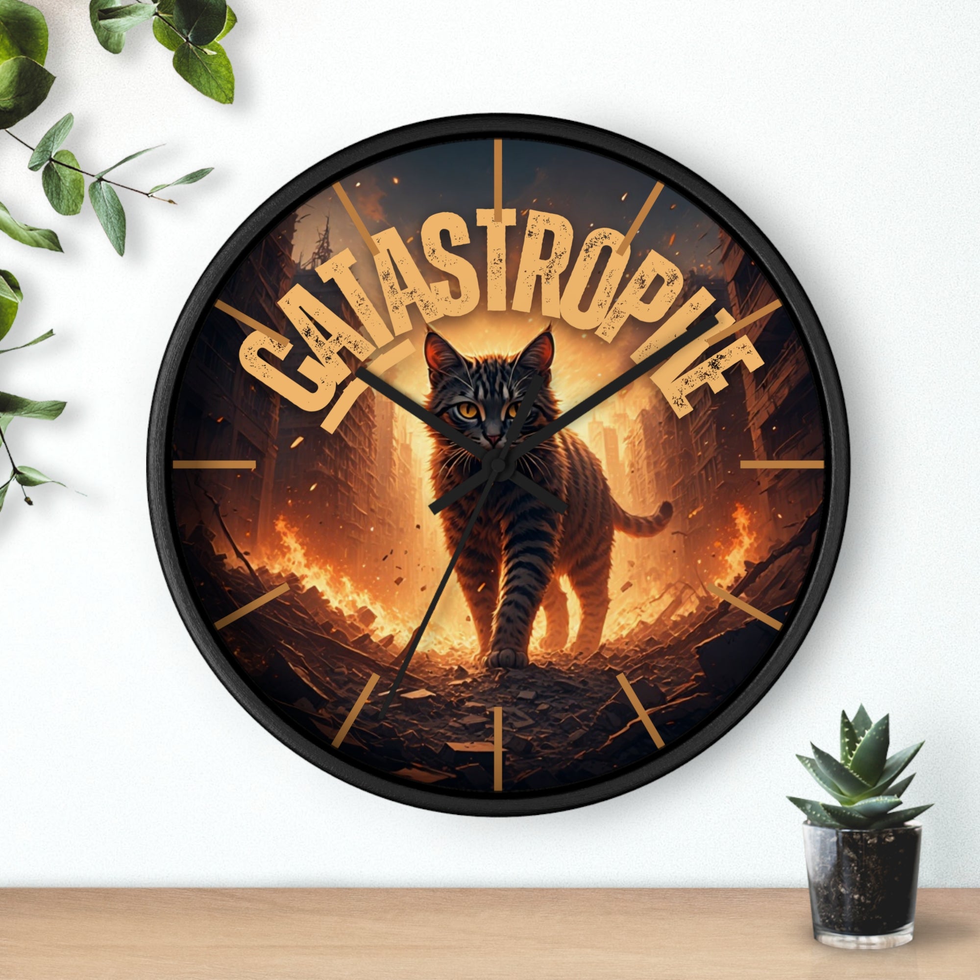 Catastrophe Cat Wall Clock, Unique Home Decor
