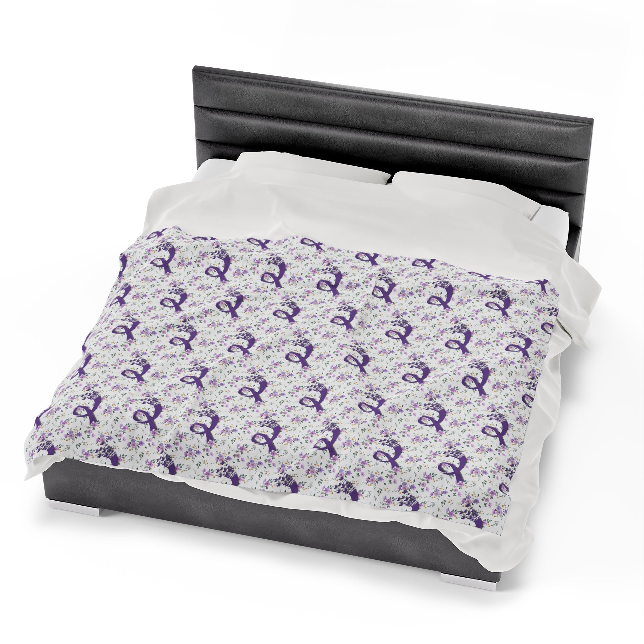 Purple Flowers Epilepsy Awareness Velveteen Plush Blanket - EpiAl's Shop