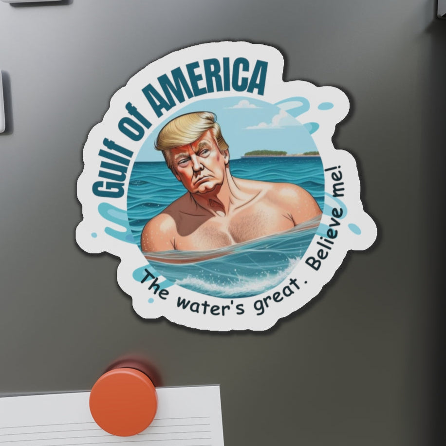 Funny Die-Cut Magnet - American Gulf with Donald Trump