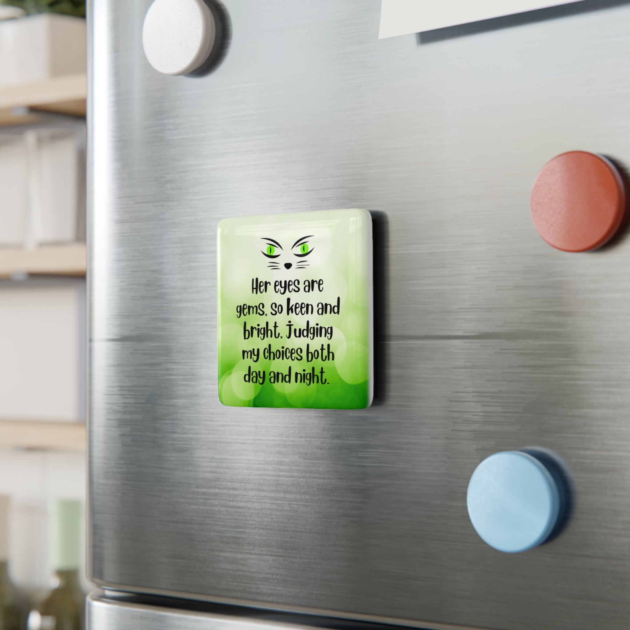 Photo depicting the Judging Eyes Porcelain Magnet, Square from EpiAl's Shop.
