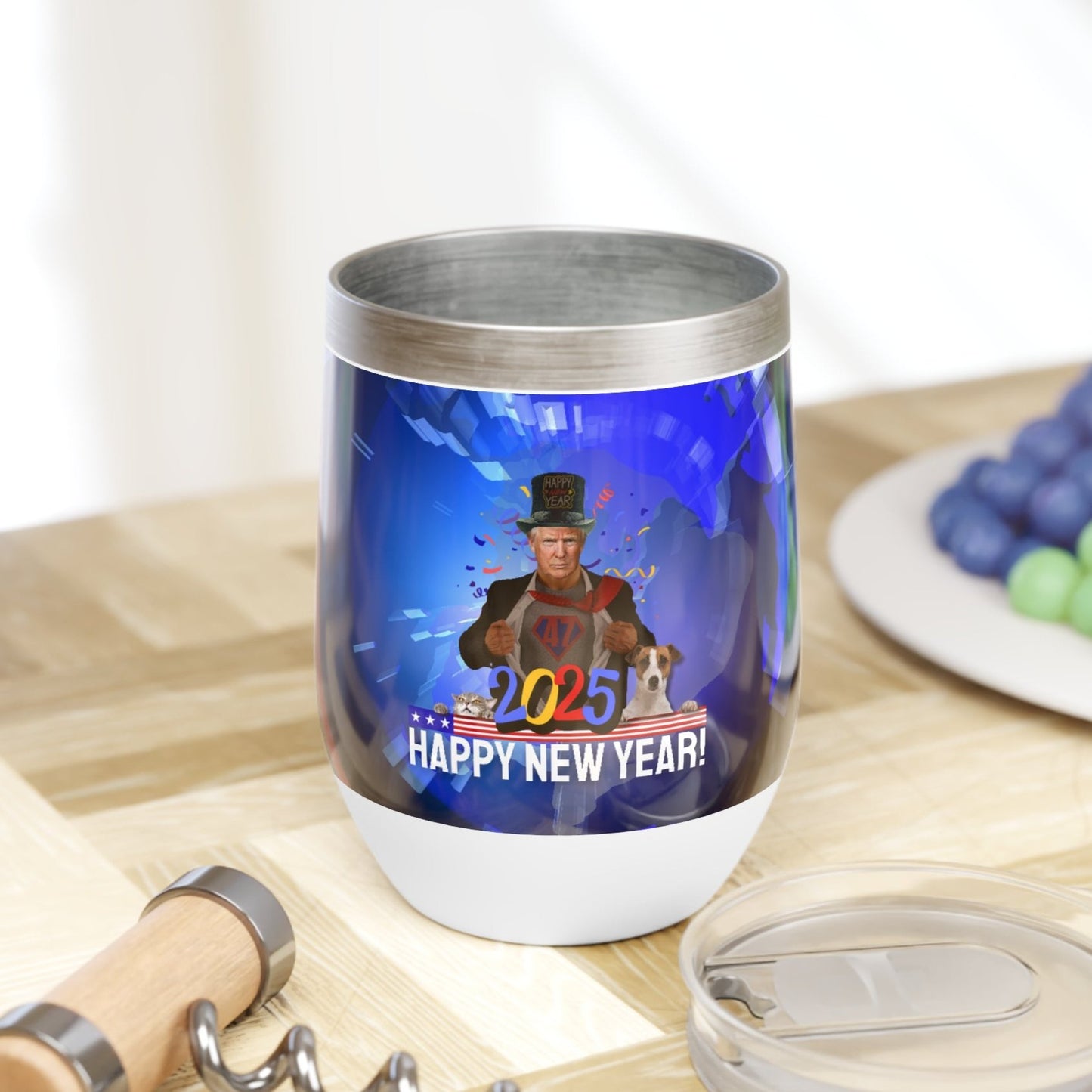 Trump Happy New Year 2025 Chill Wine Tumbler