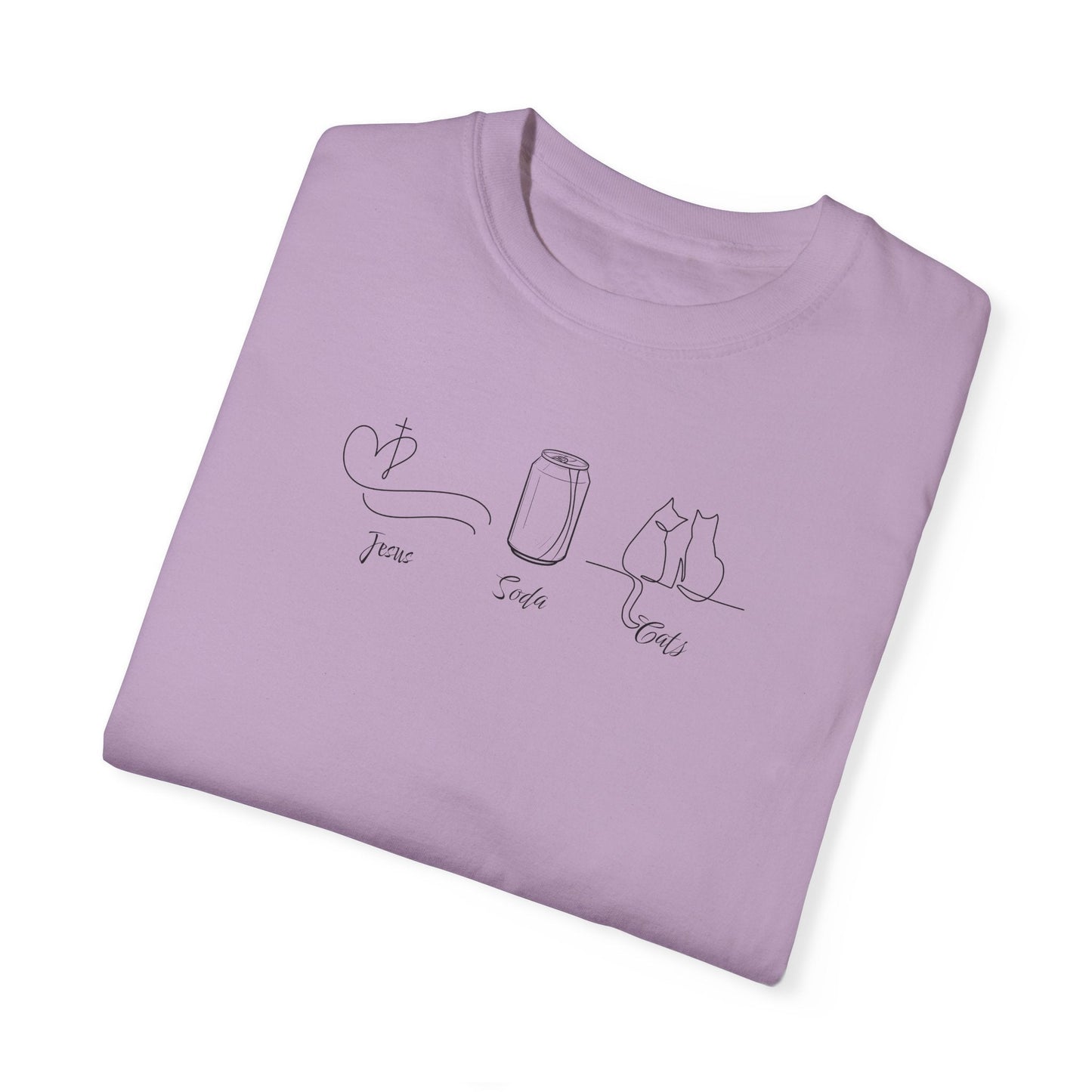 Jesus, Soda, Cats Unisex Garment-Dyed T-Shirt Printify