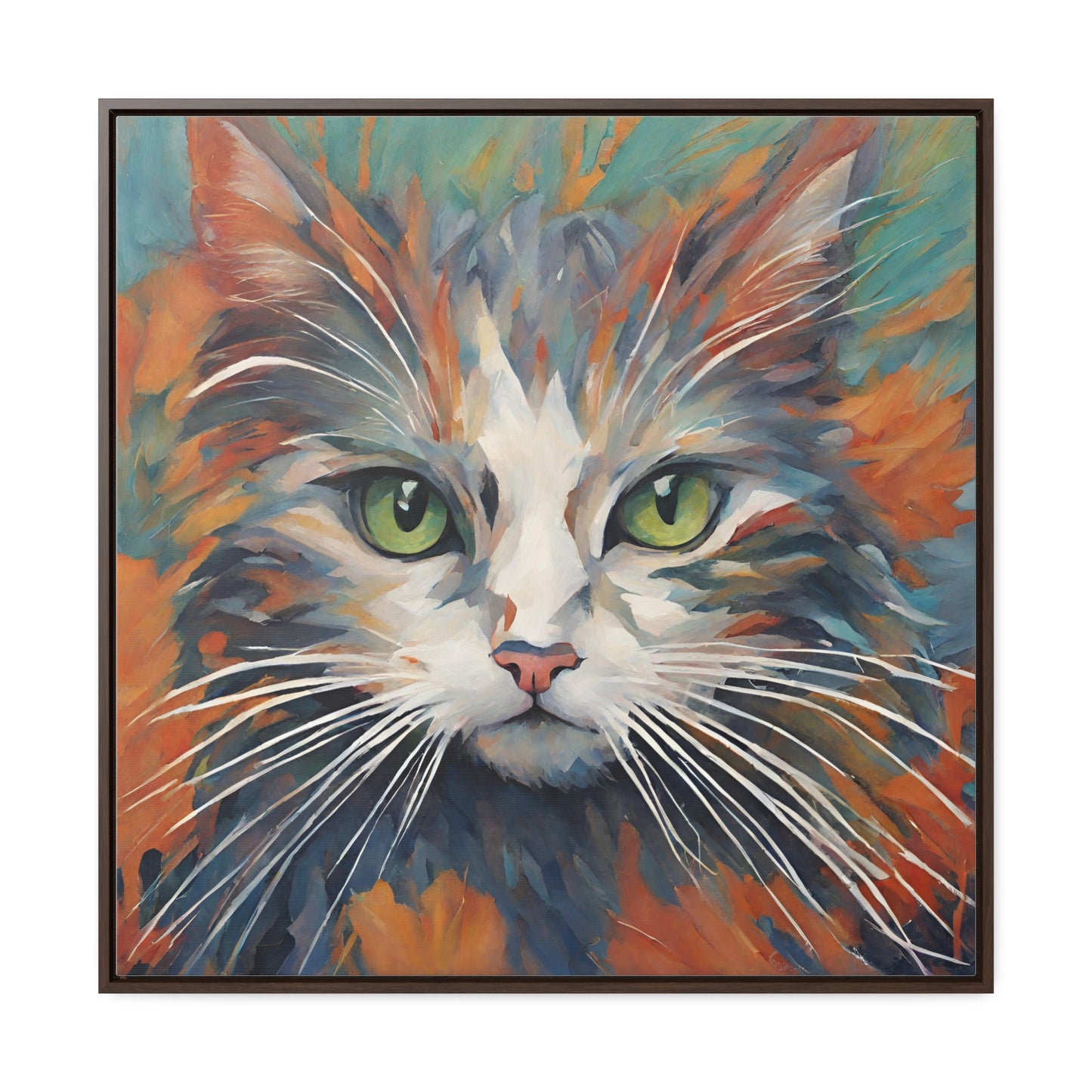 Watercolor Closeup Cat Gallery Canvas Wraps, Square Frame - Canvas - Epileptic Al’s Shop