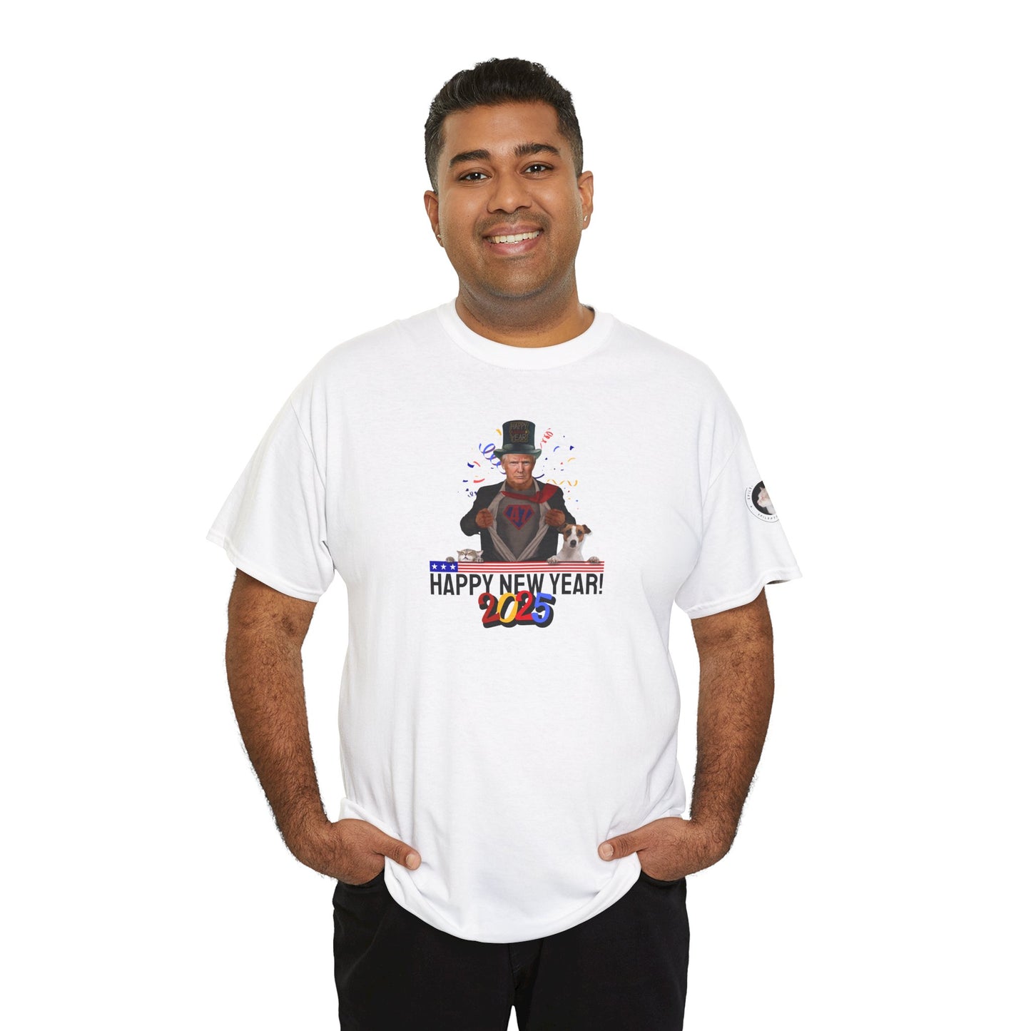 Trump Happy New Year 2025 Unisex Heavy Cotton Tee