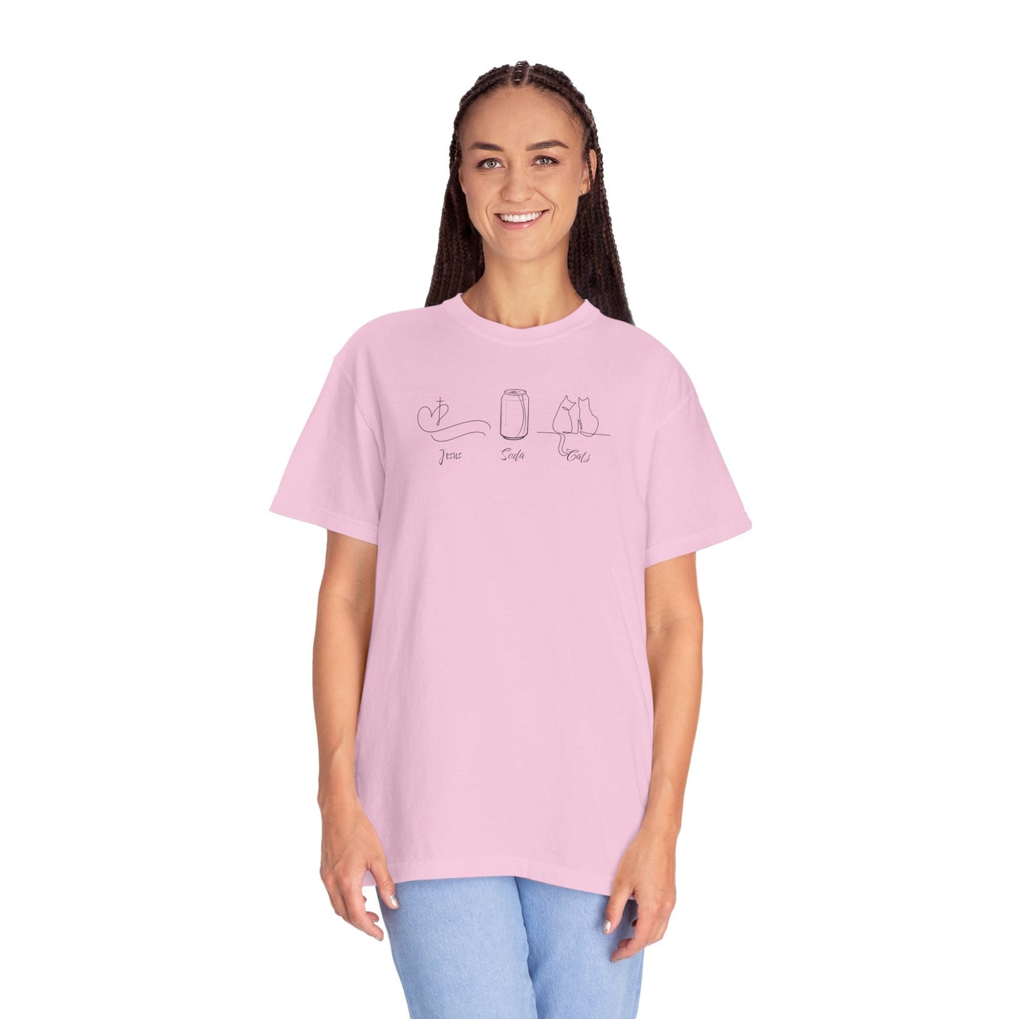 Jesus, Soda, Cats Unisex Garment-Dyed T-Shirt Printify