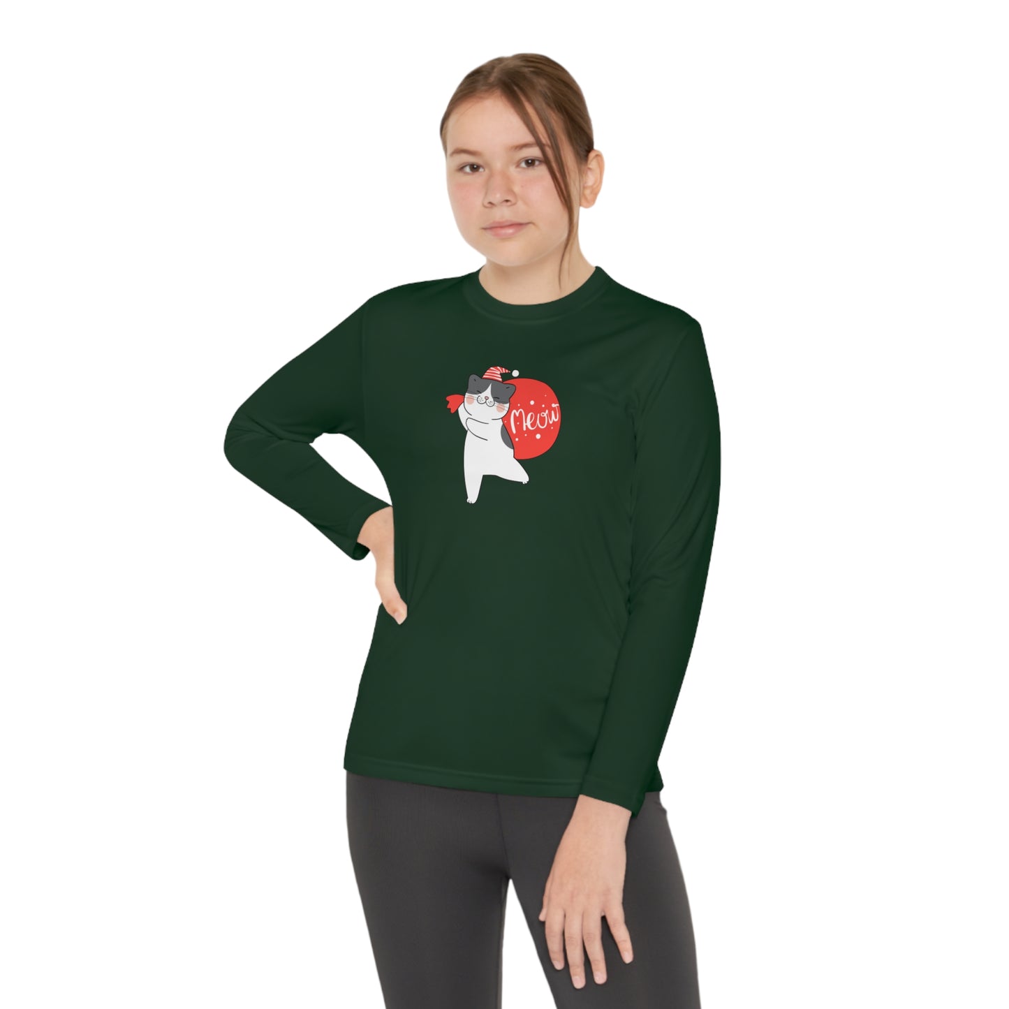 Santa Meow Youth Long Sleeve Competitor Tee - Kids clothes - Epileptic Al’s Shop