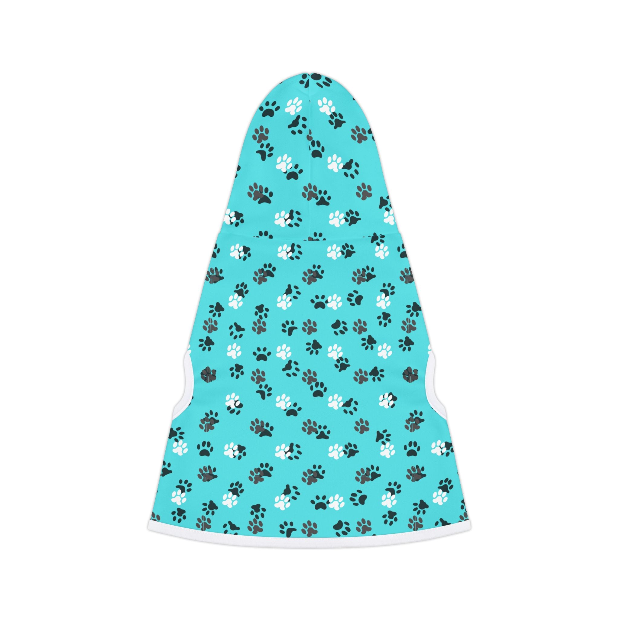 Photo depicting the Teal Paw Prints Pet Hoodie from EpiAl's Shop.
