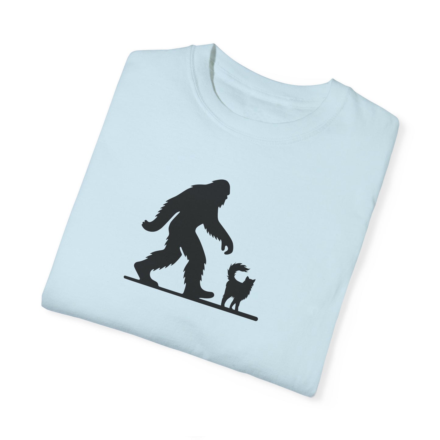 Bigfoot & Cat Unisex Garment-Dyed T-Shirt - Fun Casual Wear