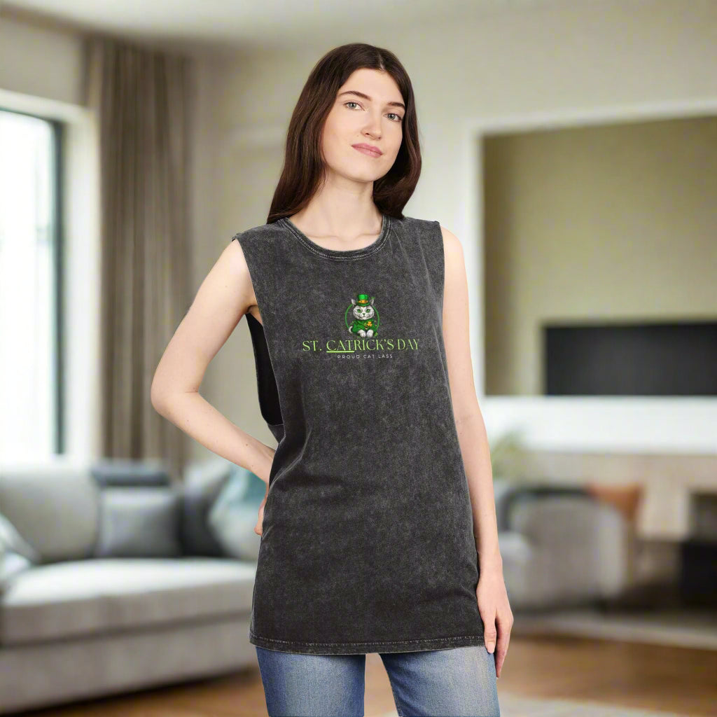 St. Patrick's Day Unisex Stonewash Tank Top Printify
