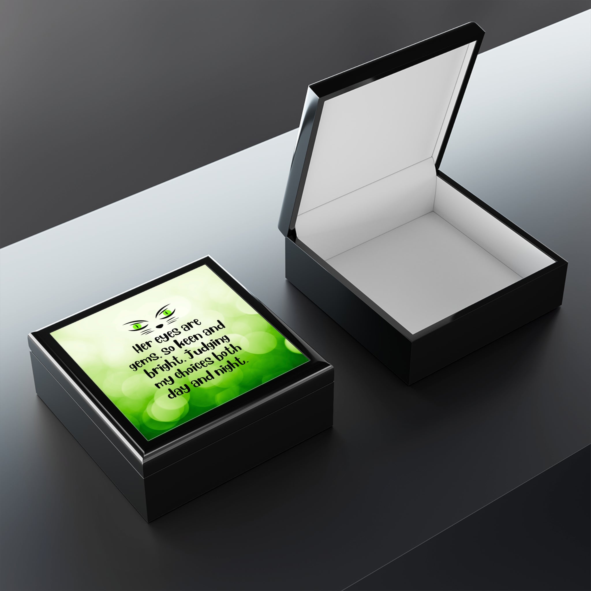Photo depicting the Judging Eyes Jewelry Box from EpiAl's Shop.