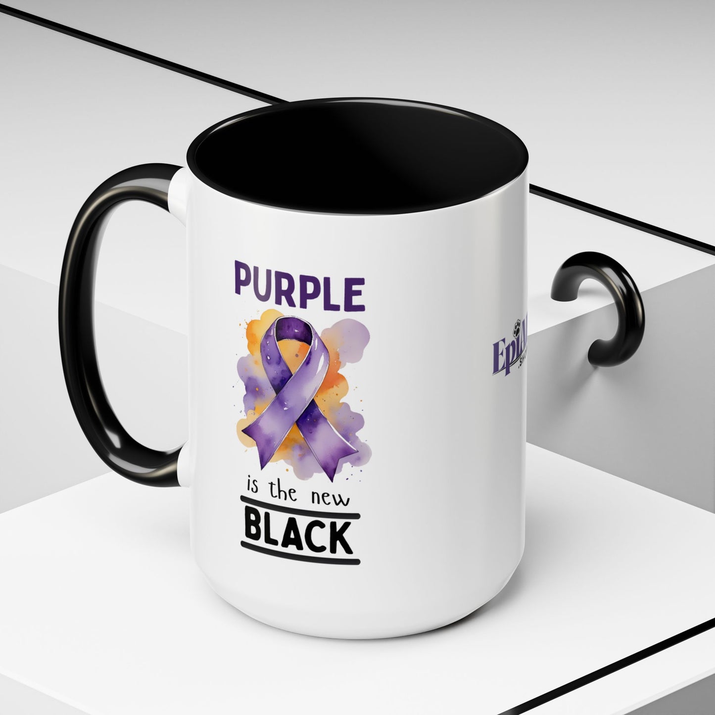 Purple Ribbon Accent Coffee Mug
