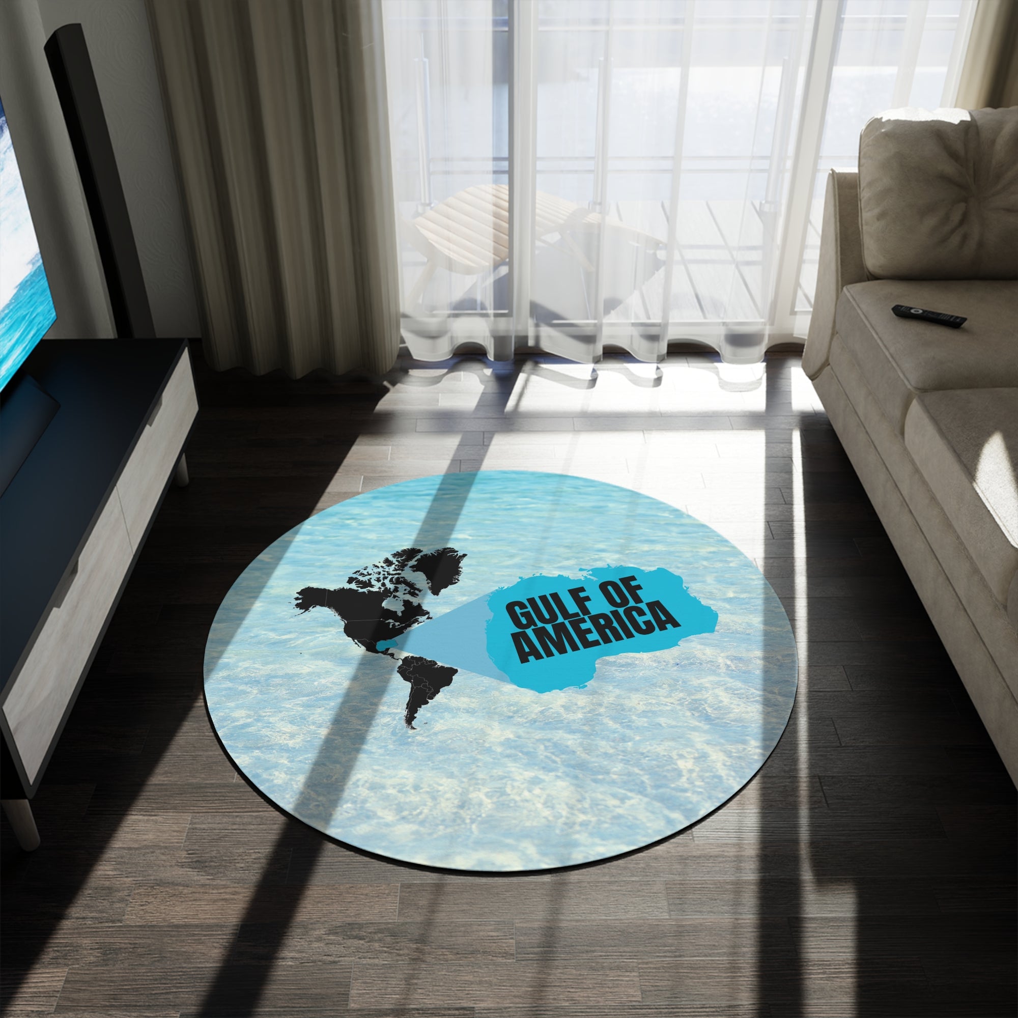 American Gulf Map Round Rug