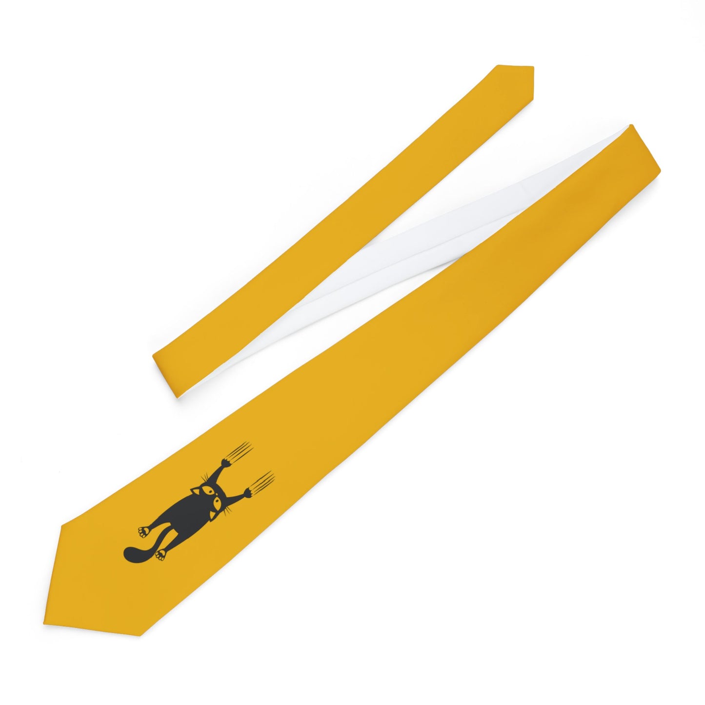Playful Cat Necktie - Whimsical Yellow Tie for Cat Lovers