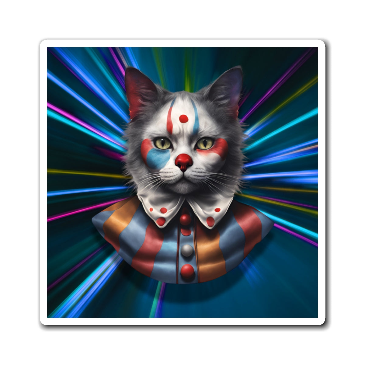 Whimsical Cat Clown Magnet - Colorful Home Decor for Cat Lovers