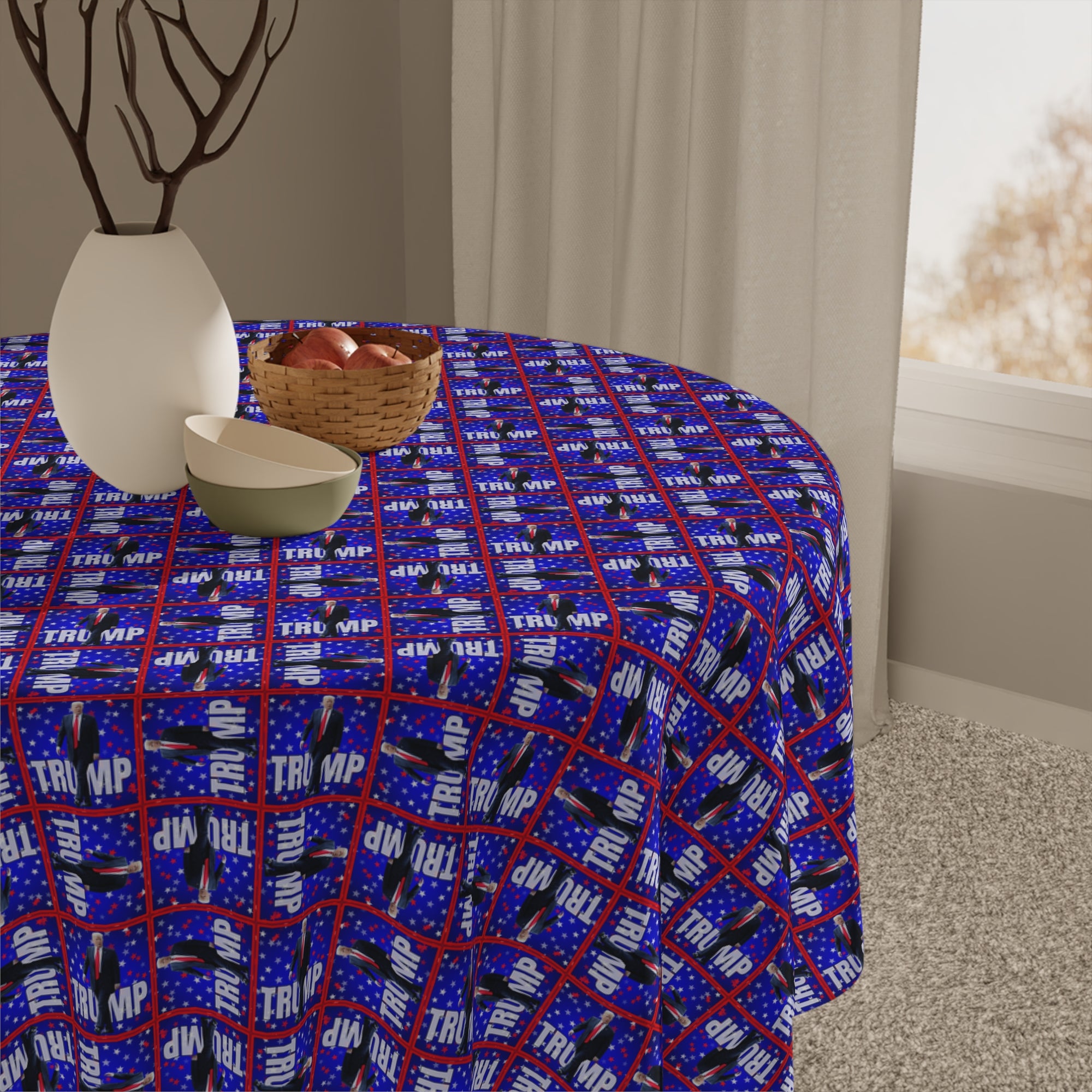 Festive Trump Themed Holiday Tablecloth