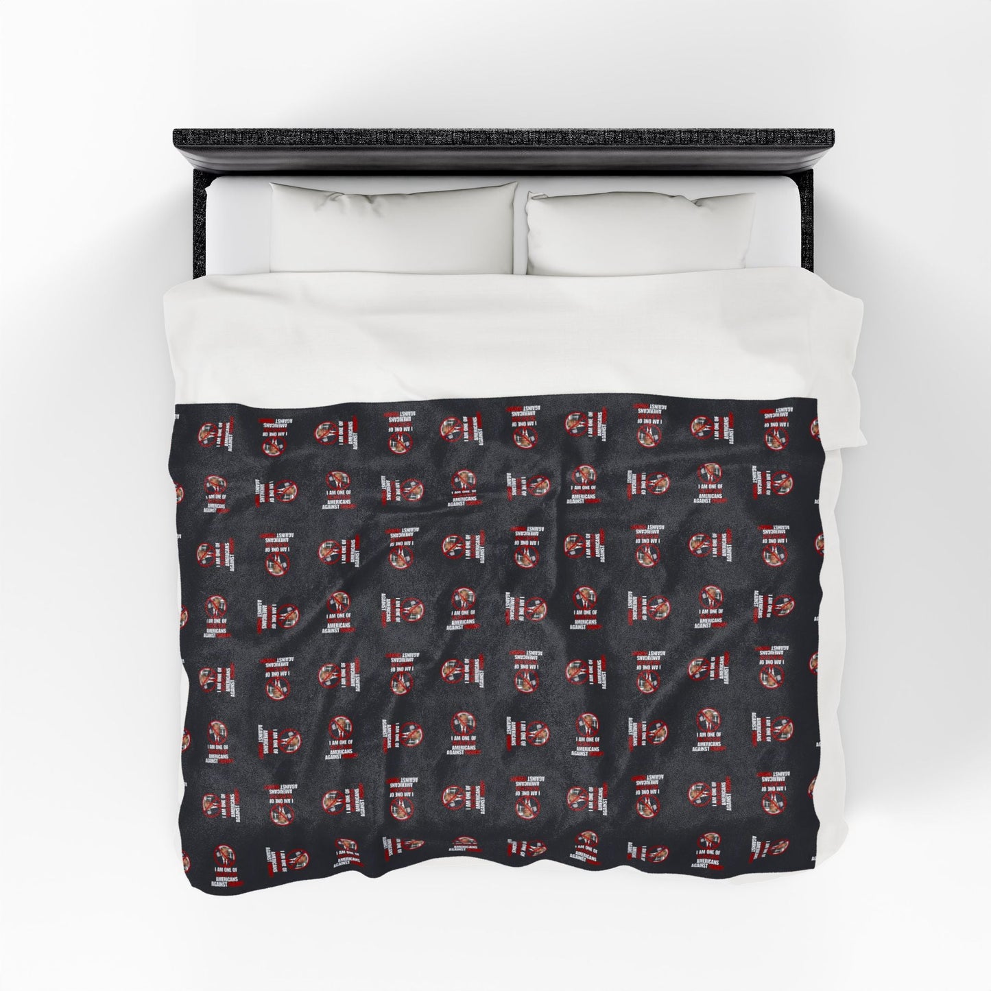 Cozy Velveteen Plush Blanket – Americans Against Trump Design Printify