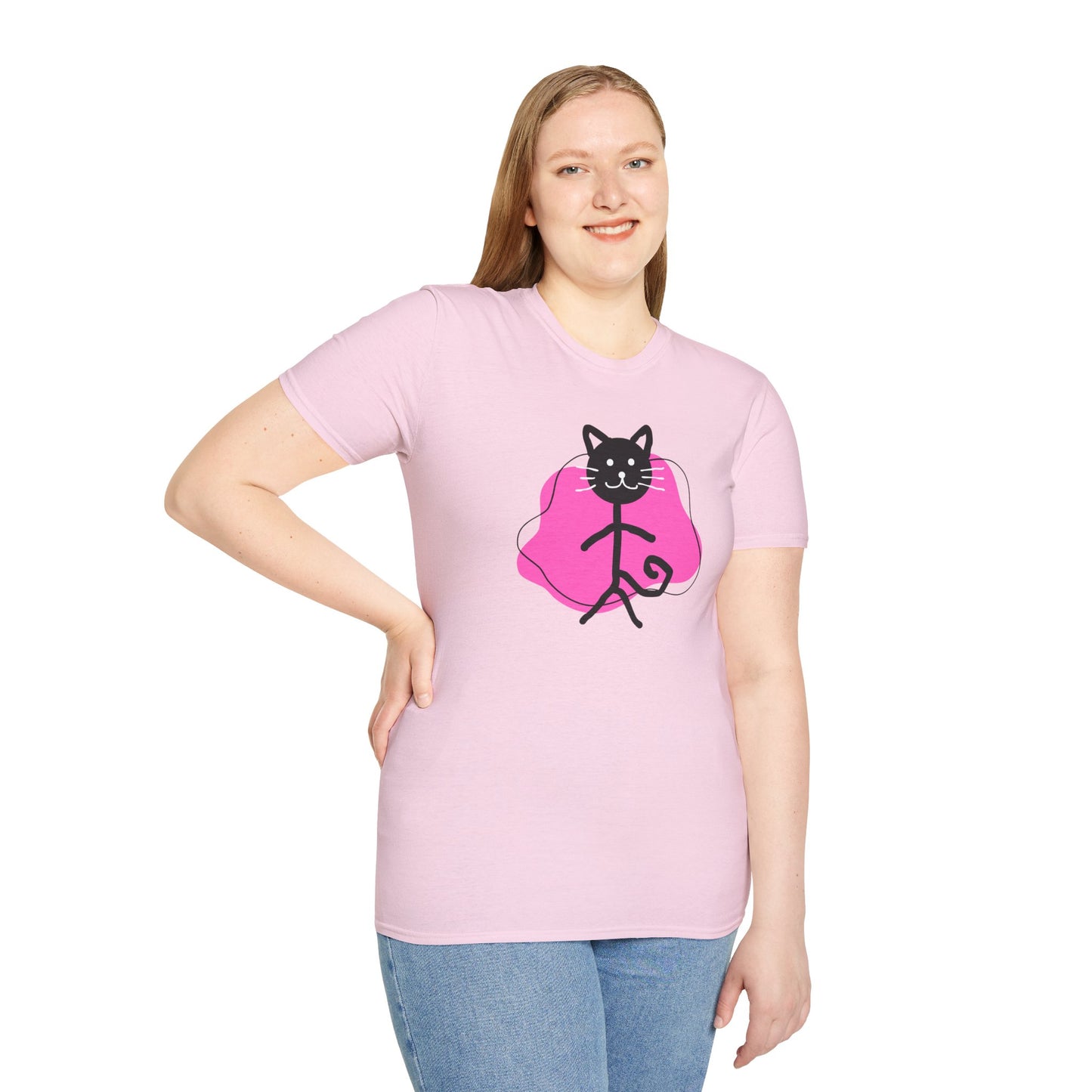 Playful Cat Graphic T-Shirt – Unisex Softstyle Tee for Cat Lovers