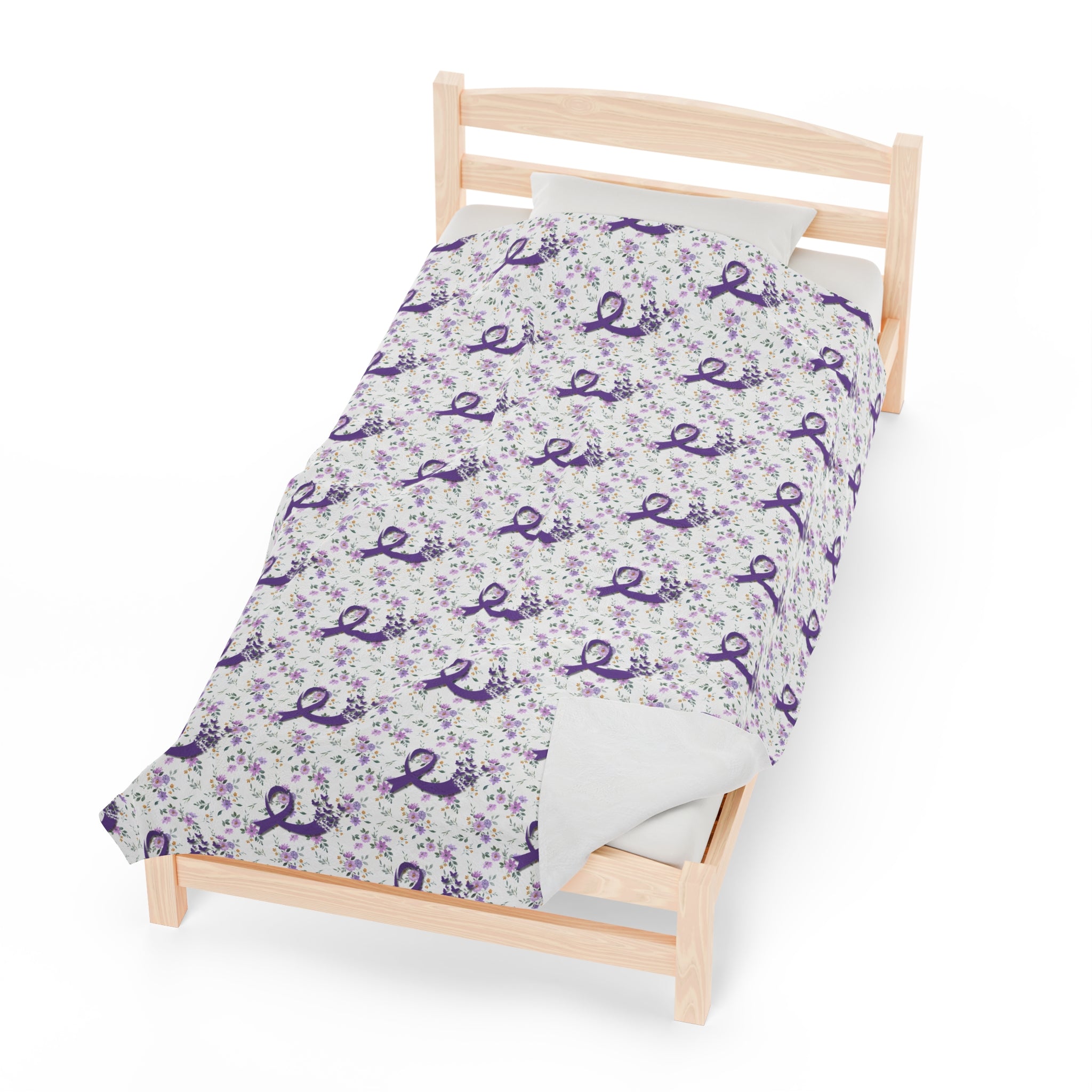 Purple Flowers Epilepsy Awareness Velveteen Plush Blanket - EpiAl's Shop