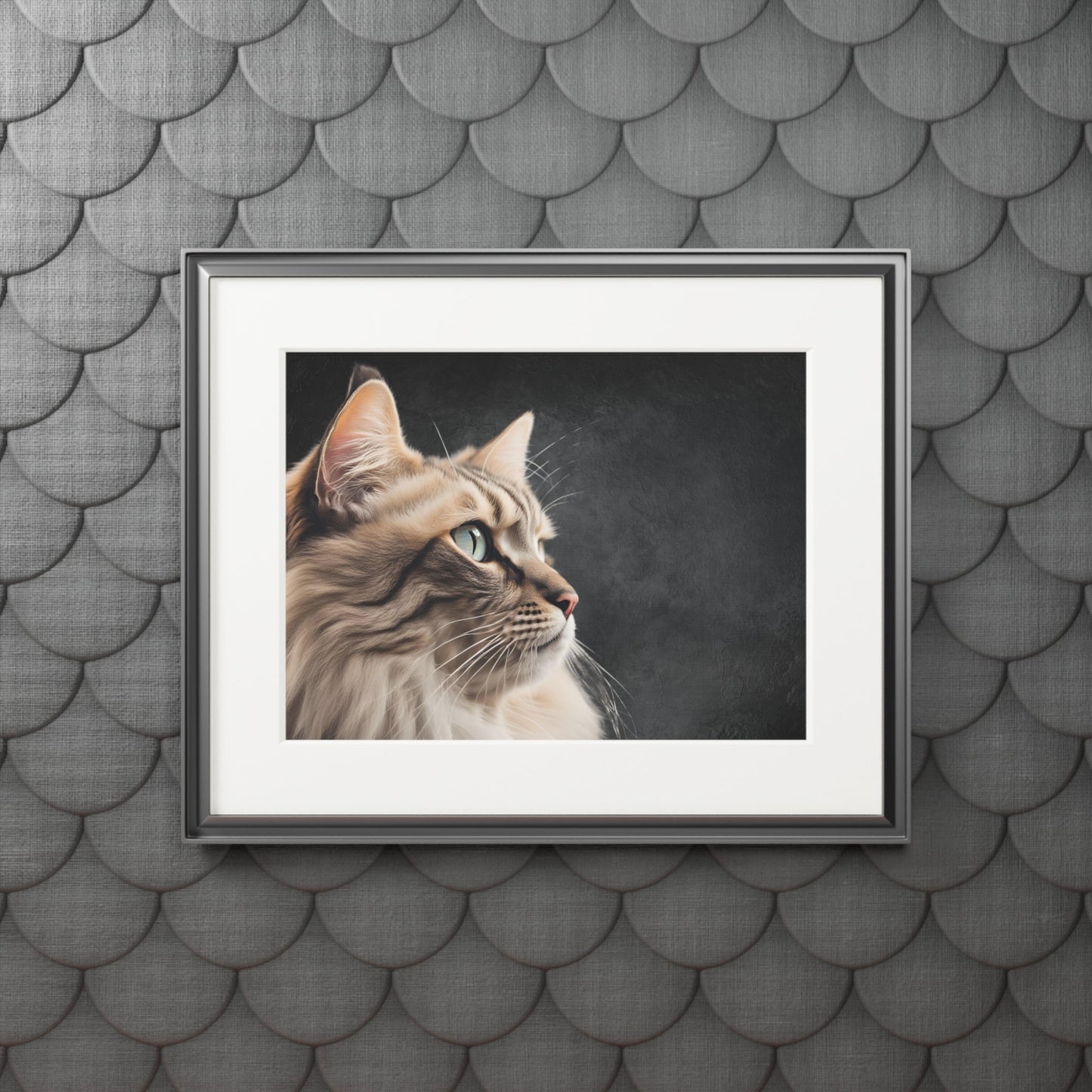 Gray Kitty Fine Art Print with Passepartout Frame Printify