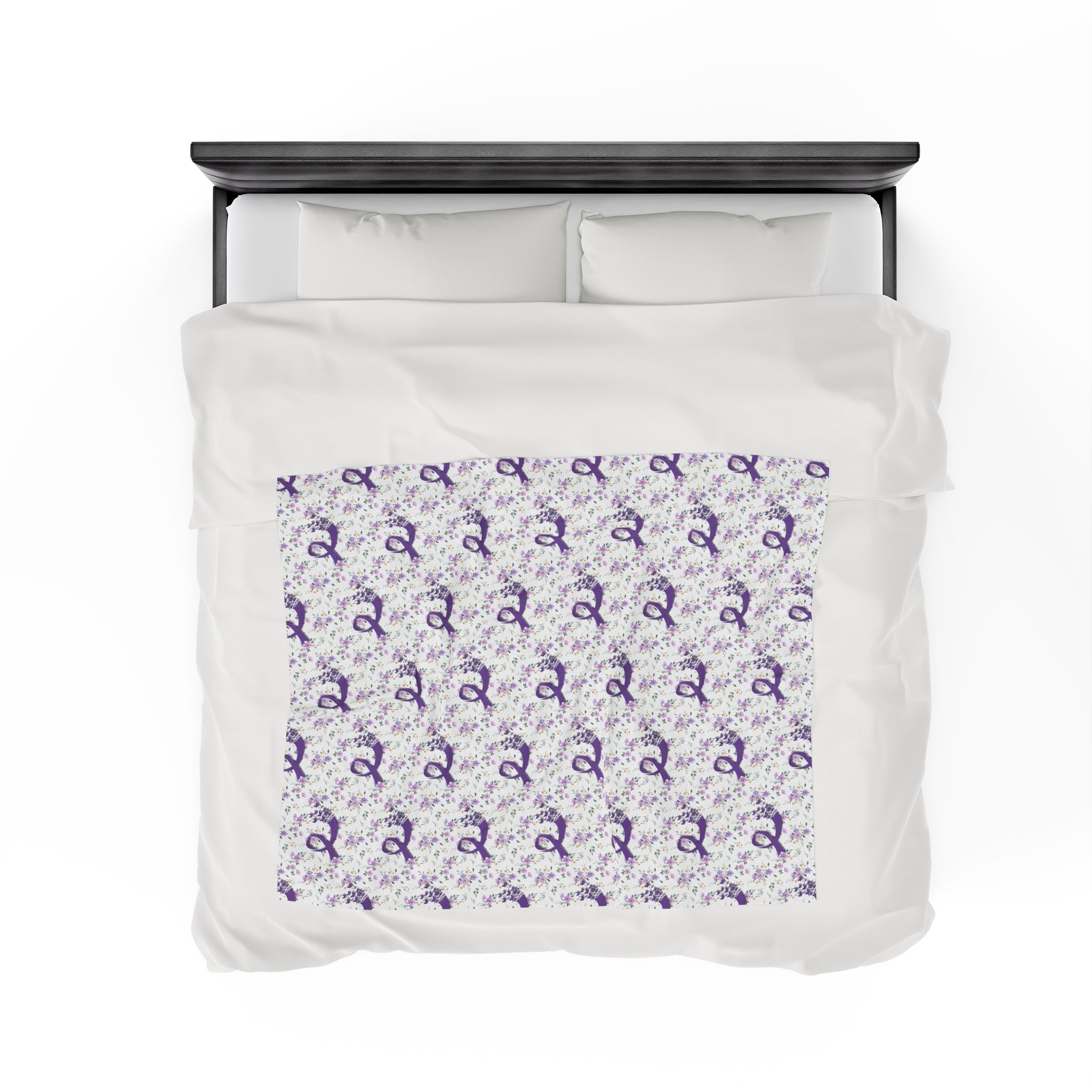 Purple Flowers Epilepsy Awareness Velveteen Plush Blanket - EpiAl's Shop