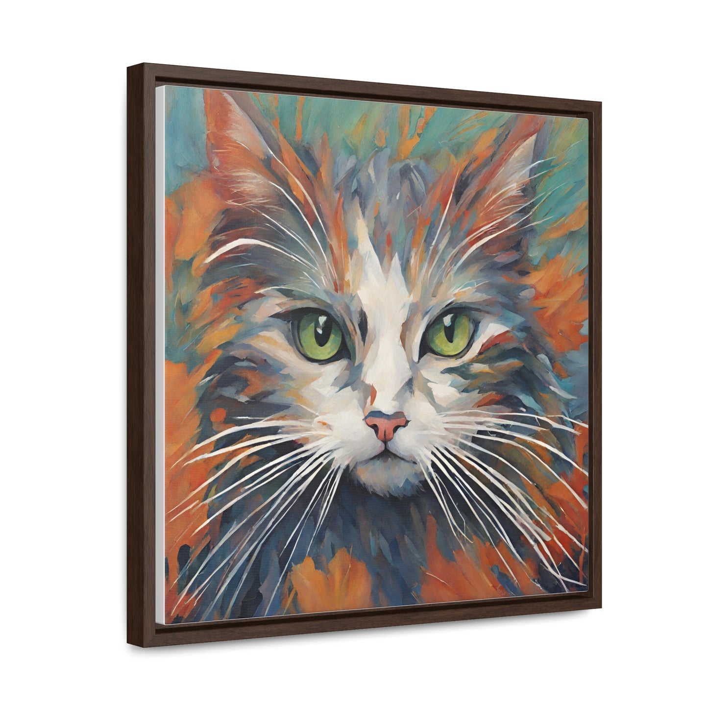 Watercolor Closeup Cat Gallery Canvas Wraps, Square Frame - Canvas - Epileptic Al’s Shop