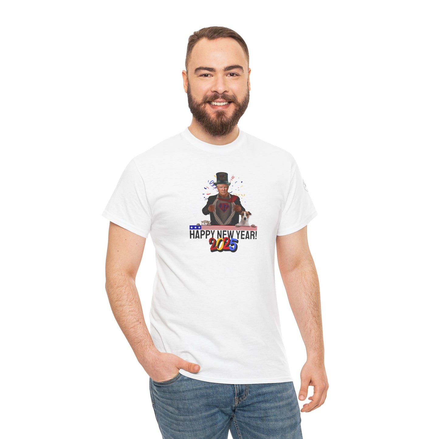 Trump Happy New Year 2025 Unisex Heavy Cotton Tee