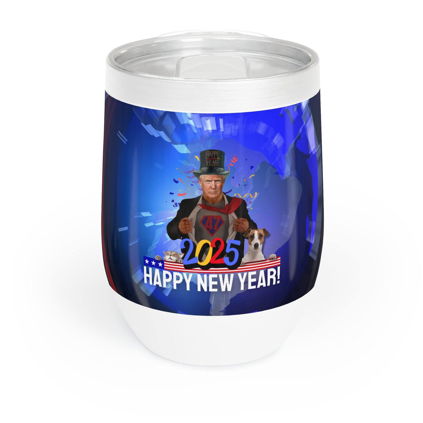 Trump Happy New Year 2025 Chill Wine Tumbler