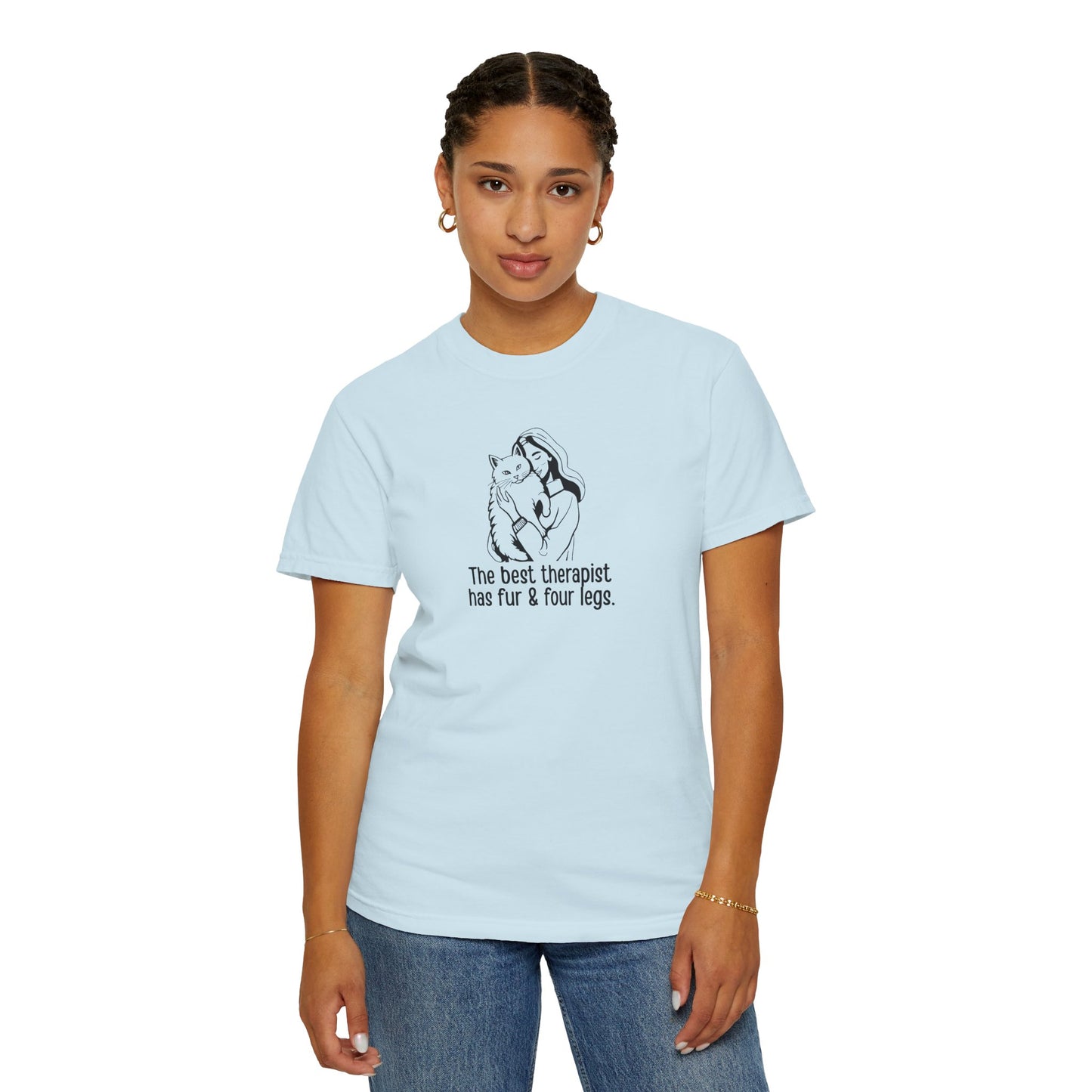Cute Animal Therapy Unisex T-Shirt - "The Best Therapist Has Fur & Four Legs"