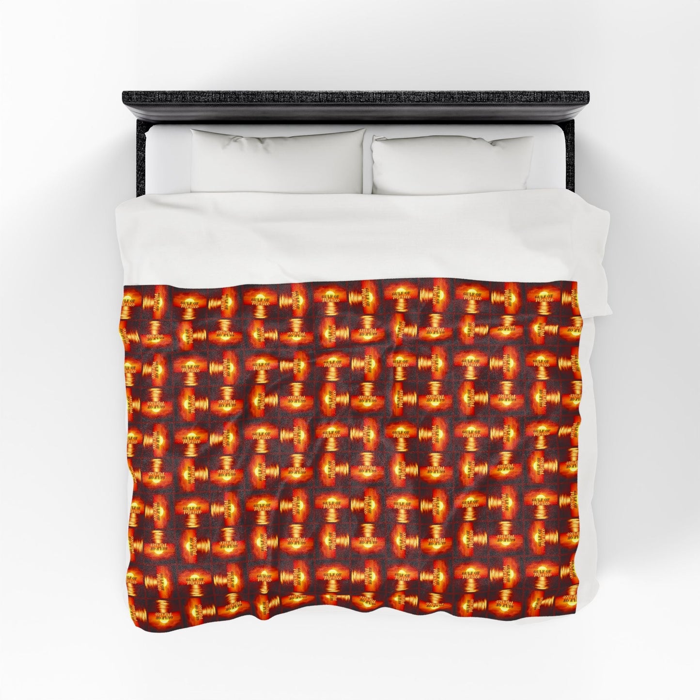 Cozy Velveteen Plush Blanket - Sunset Gulf of Mexico Design Printify