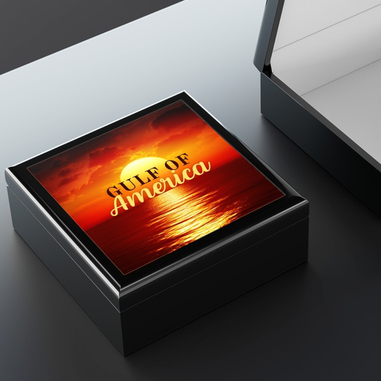 Gulf of America Sunset Jewelry Box Printify