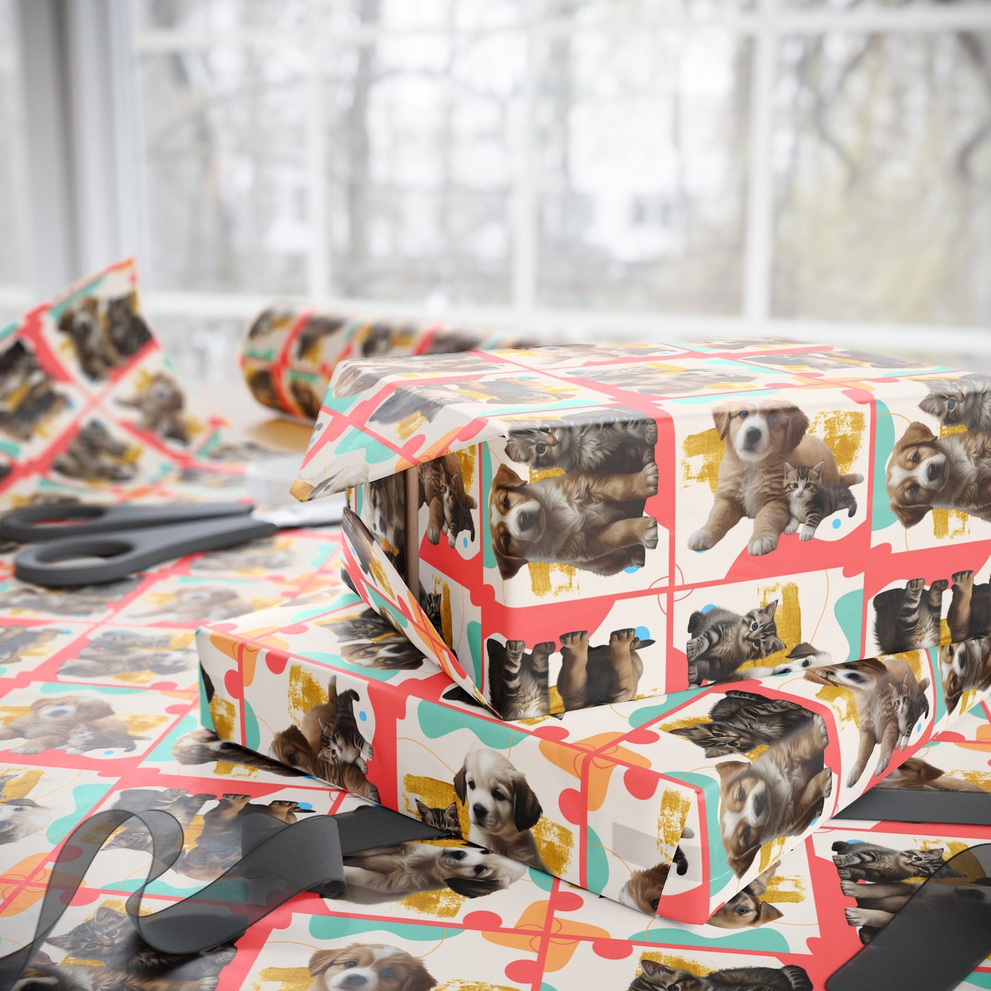 Colorful Puppy & Kitty Wrapping Papers